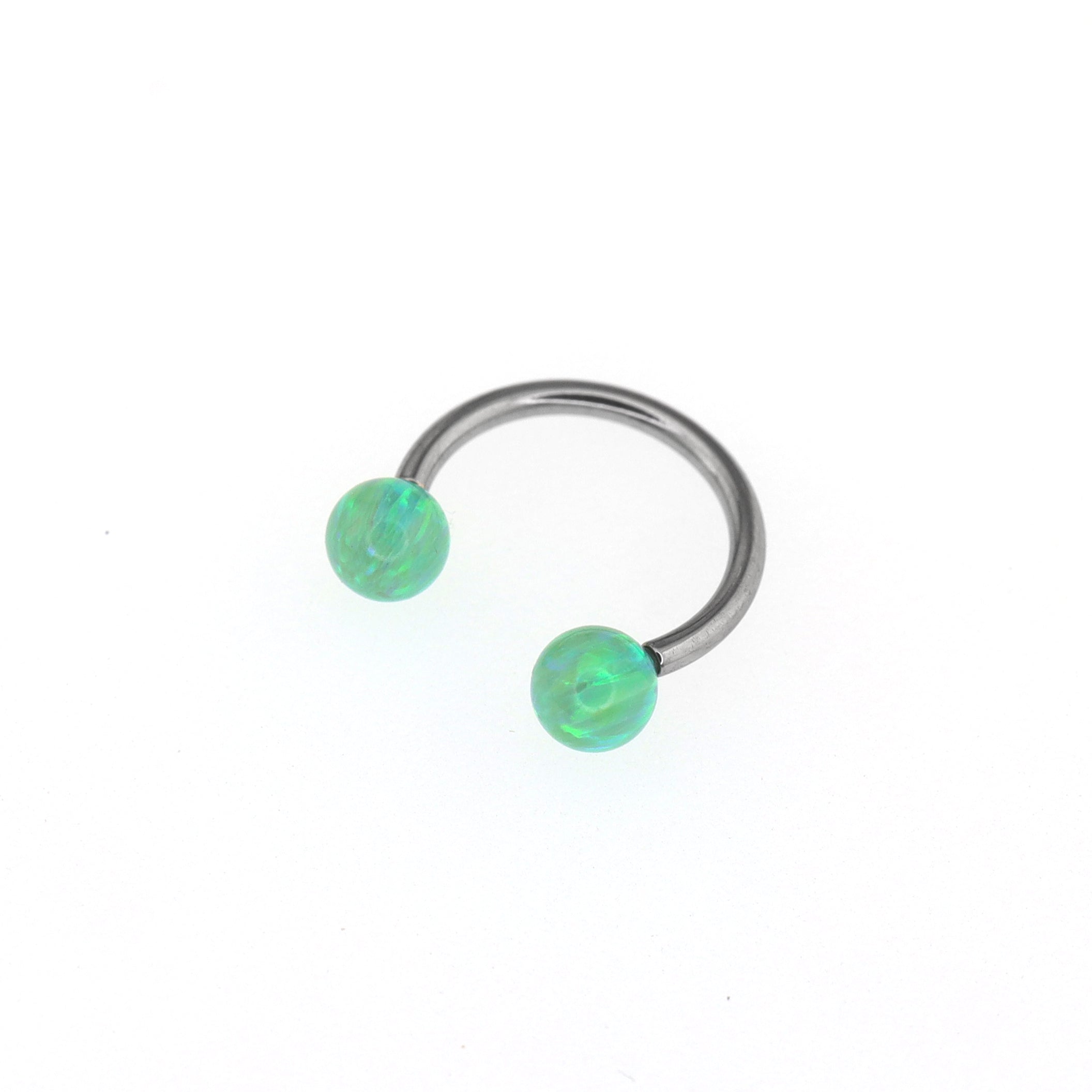 Externally Threaded Opal Titanium Horseshoe Ring