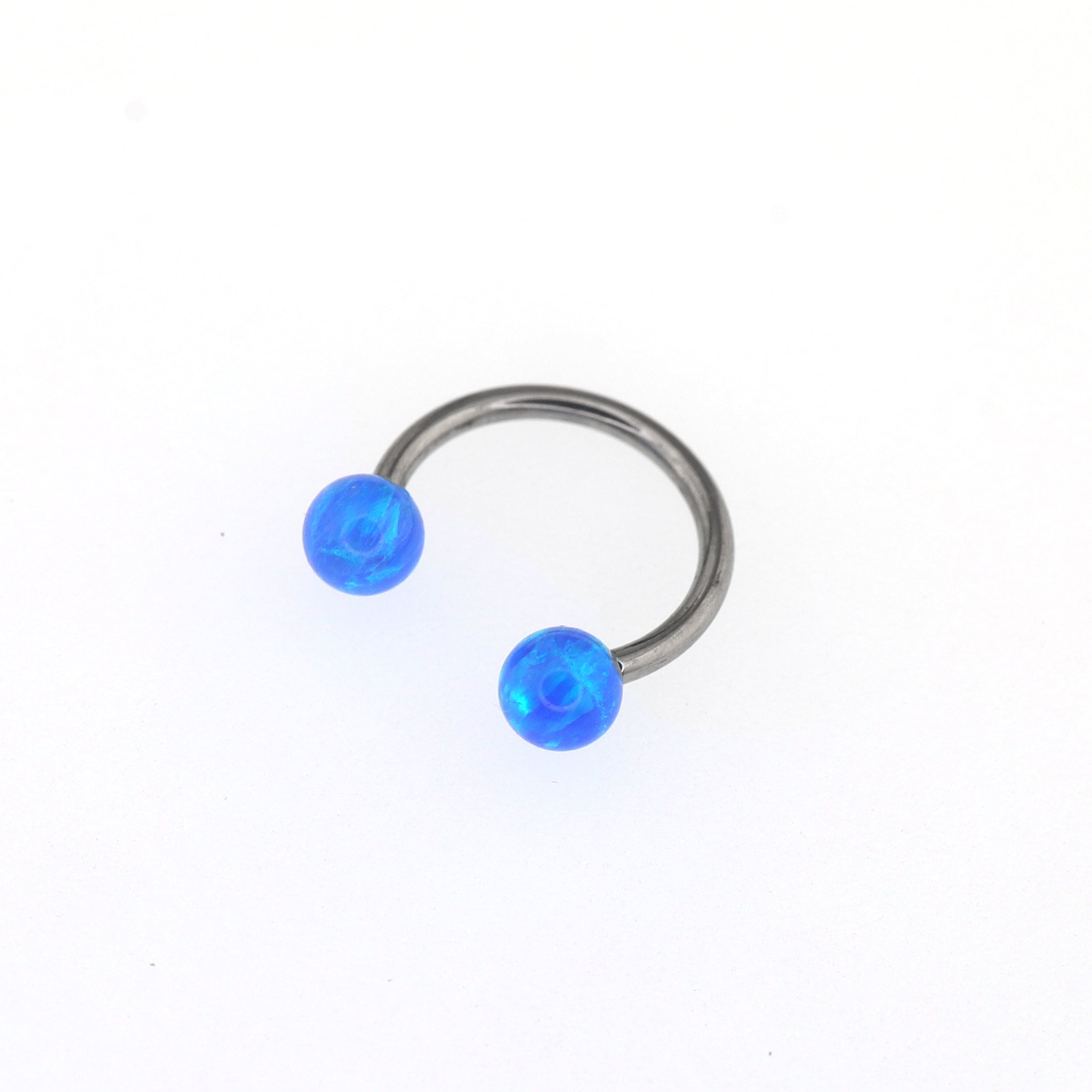 Externally Threaded Opal Titanium Horseshoe Ring