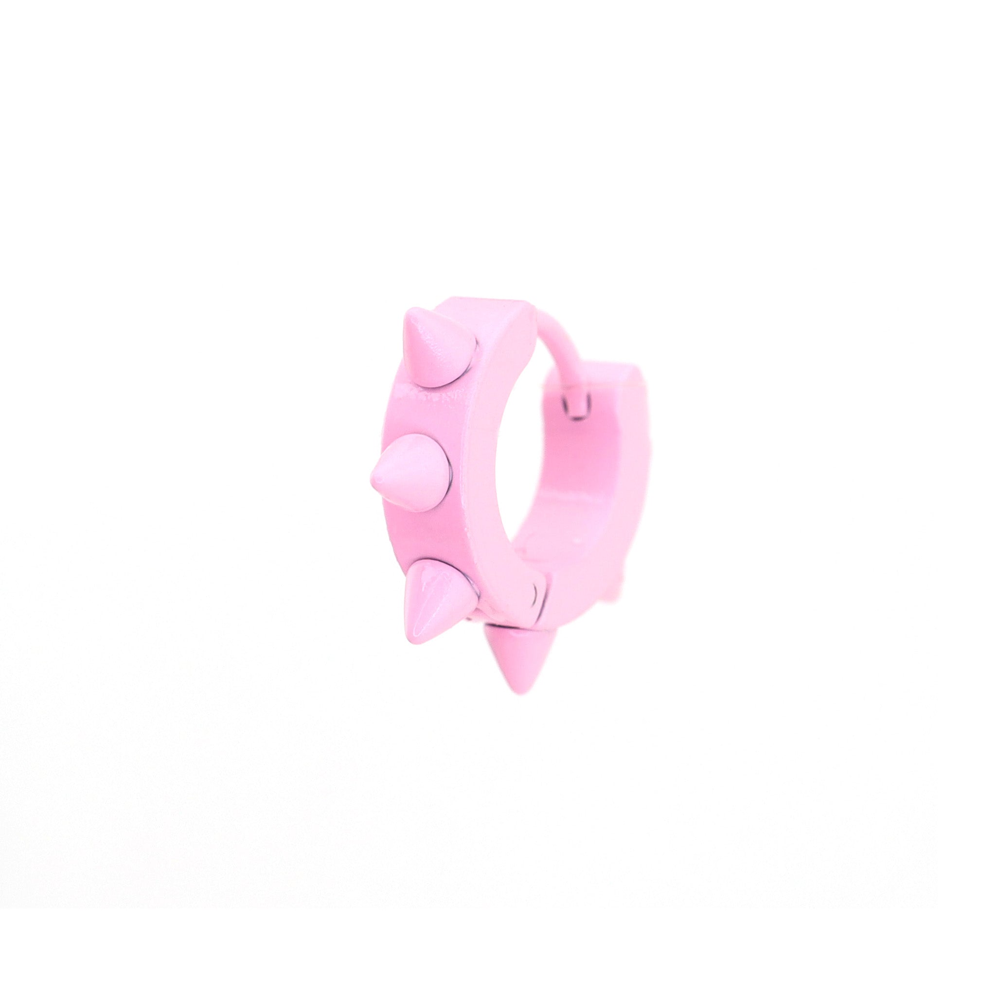 Pink Enamel Six-Spike tainless steel Earrings ph1