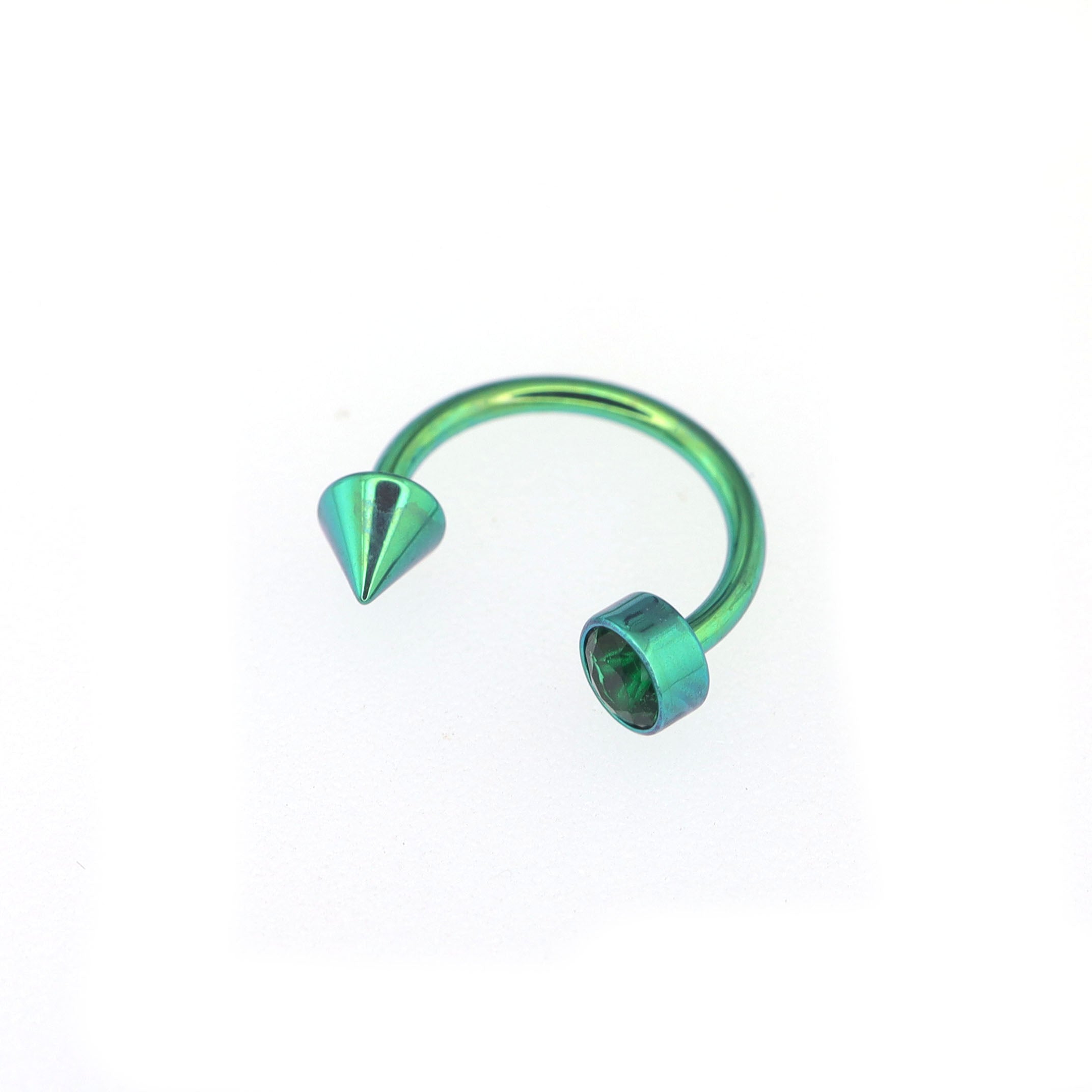 Round CZ spike Titanium Horseshoe Ring