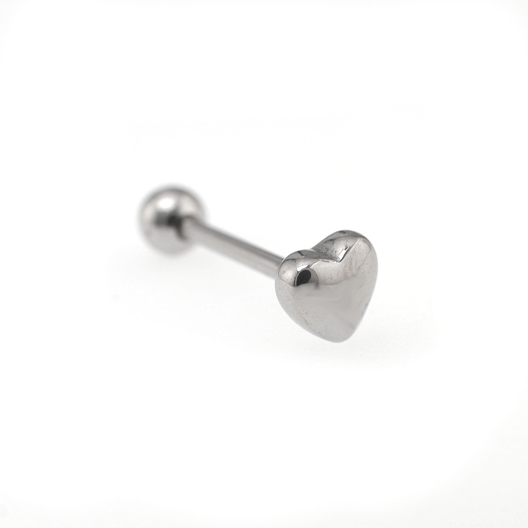 3D Heart Sterling Silver stainless steel Tongue Stud