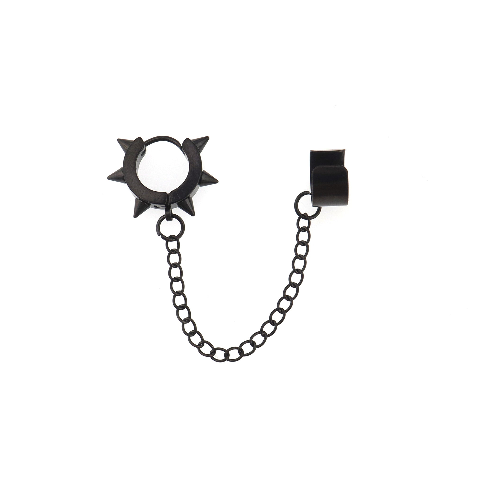 Black Six-Spike Chain Ear Clips ph1