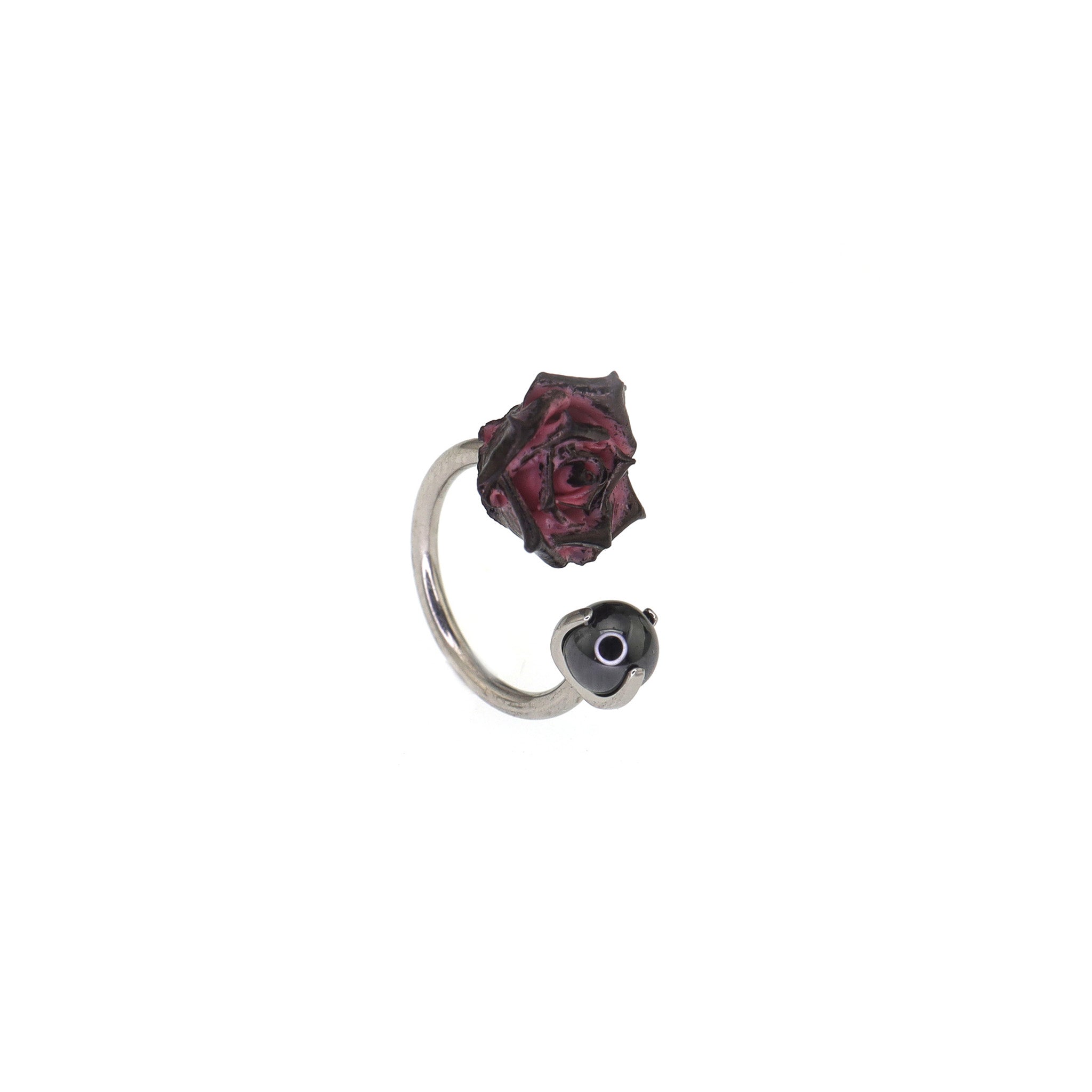 Black Red Rose CZ Titanium Horseshoe Ring ph1