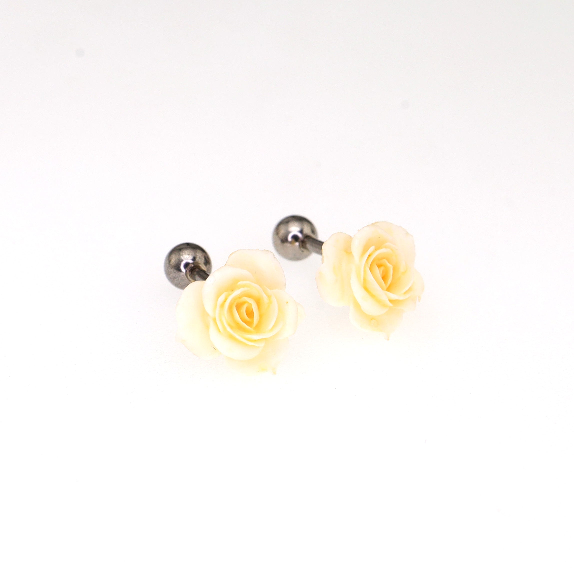 PAIR OF Yellow Rose Titanium Ear Studs ph1
