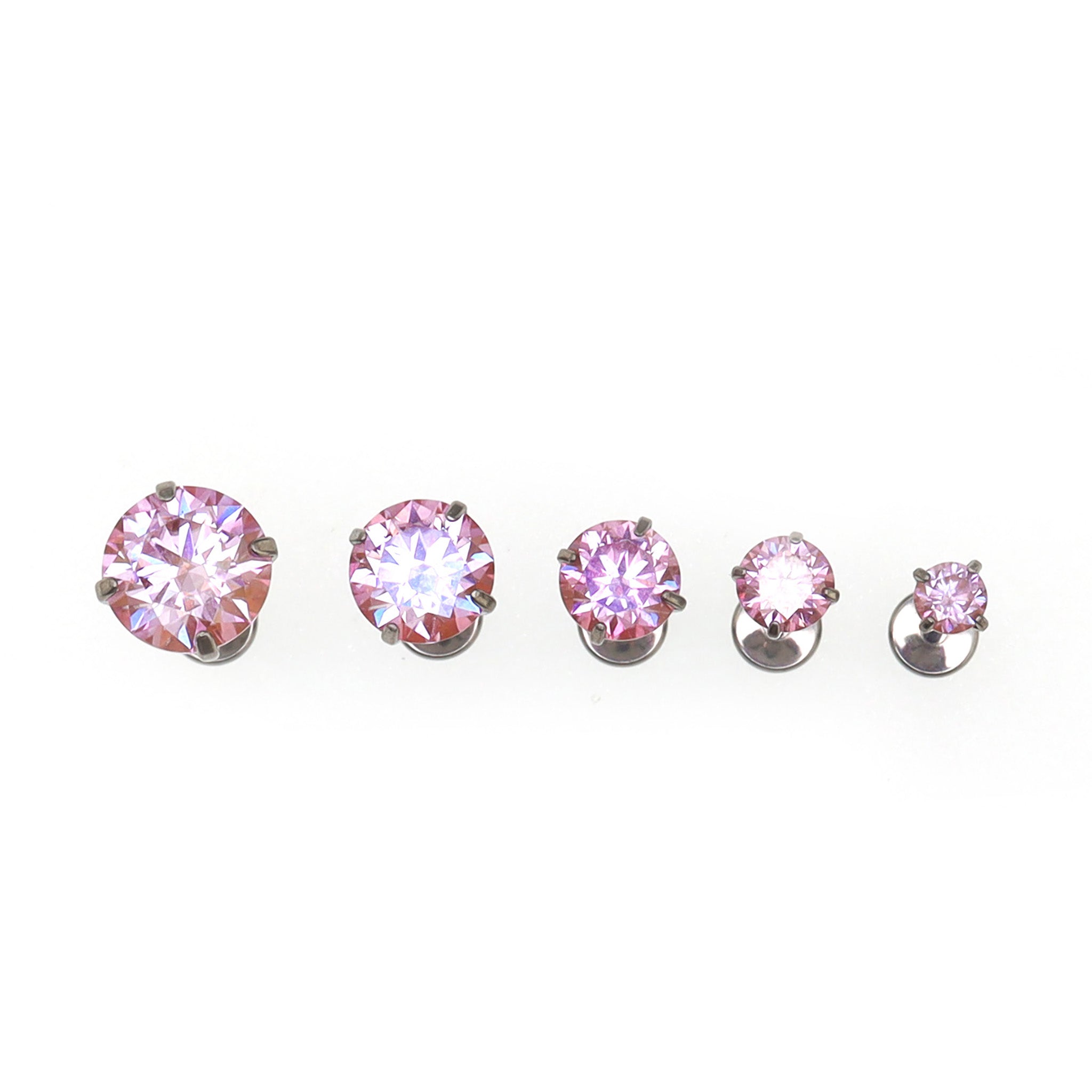 High Shine Pink Moissanite Internally Threaded Titanium Stud ph1