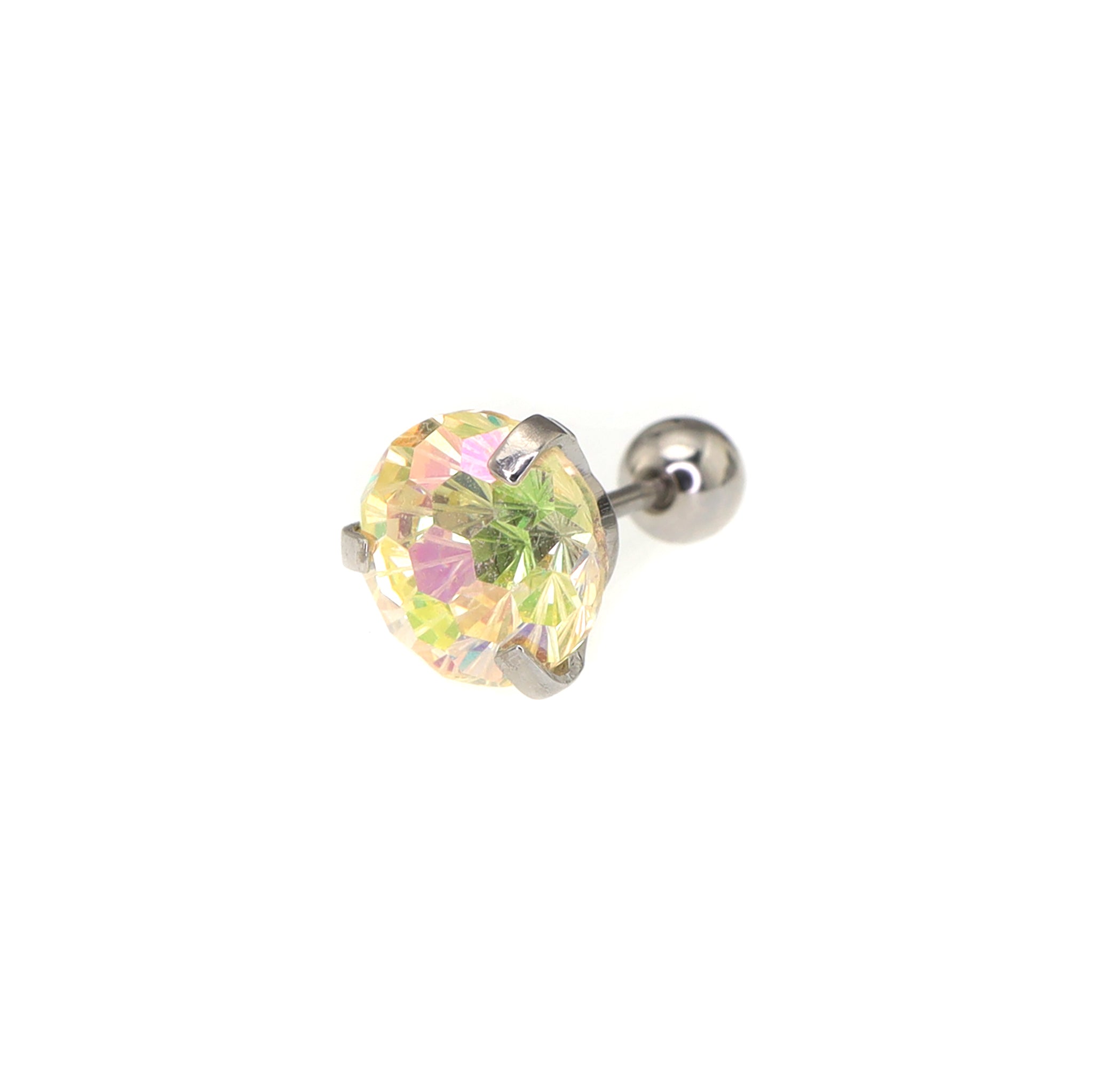 6mm Firework Cut CZ Ear Stud