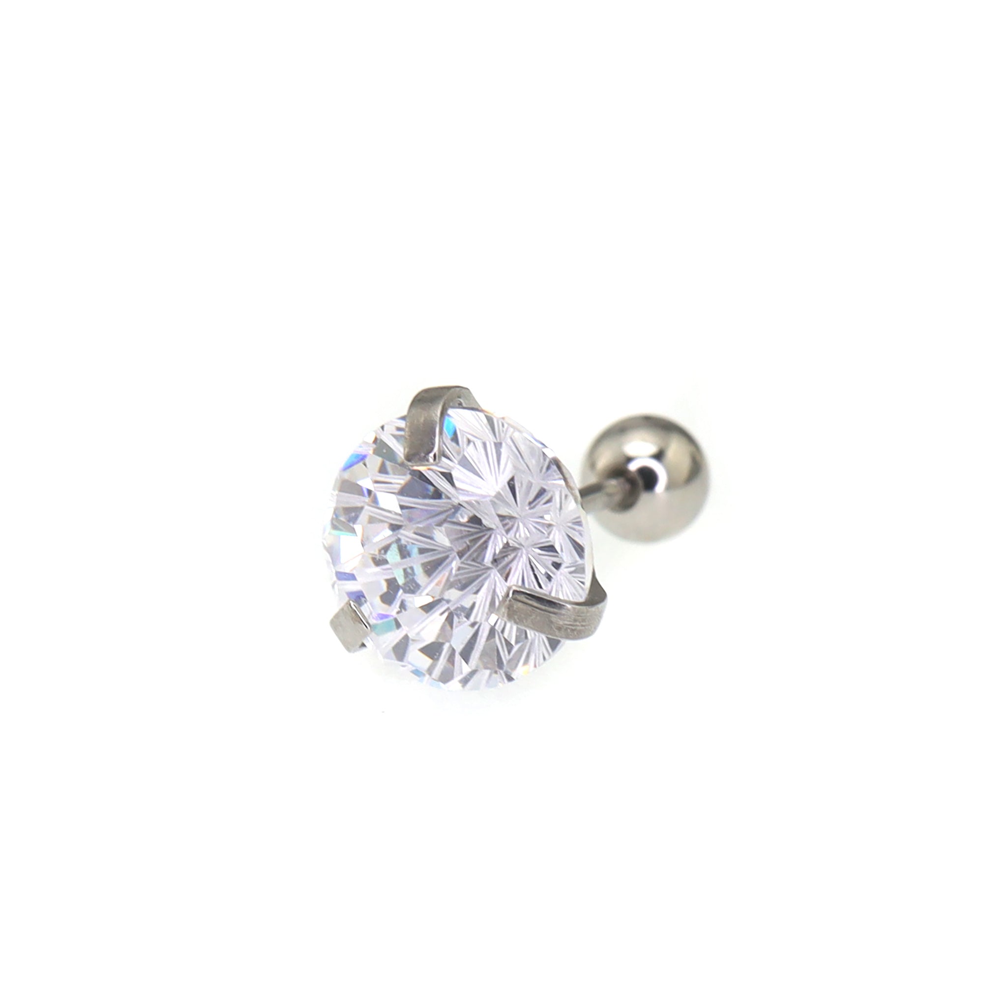 6mm Firework Cut CZ Ear Stud