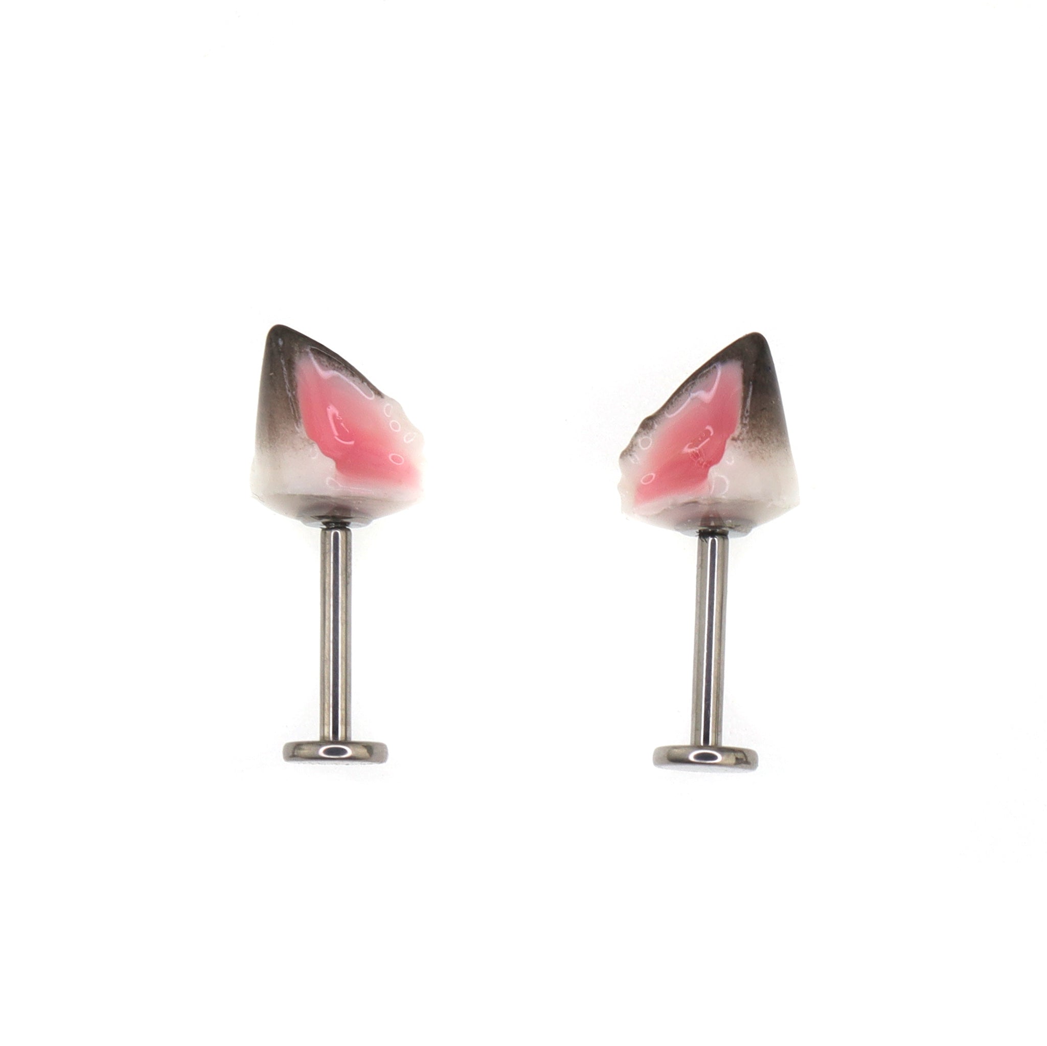 PAIR OF Wolf Ear Internally Threaded Titanium Stud ph1