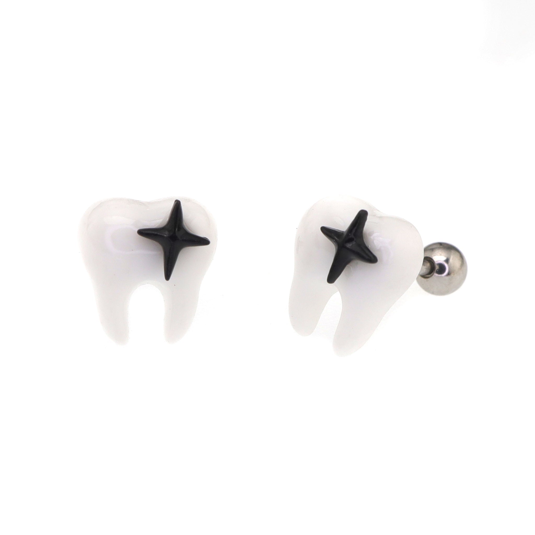 Star Tooth Resin stainless steel Ear Stud ph1