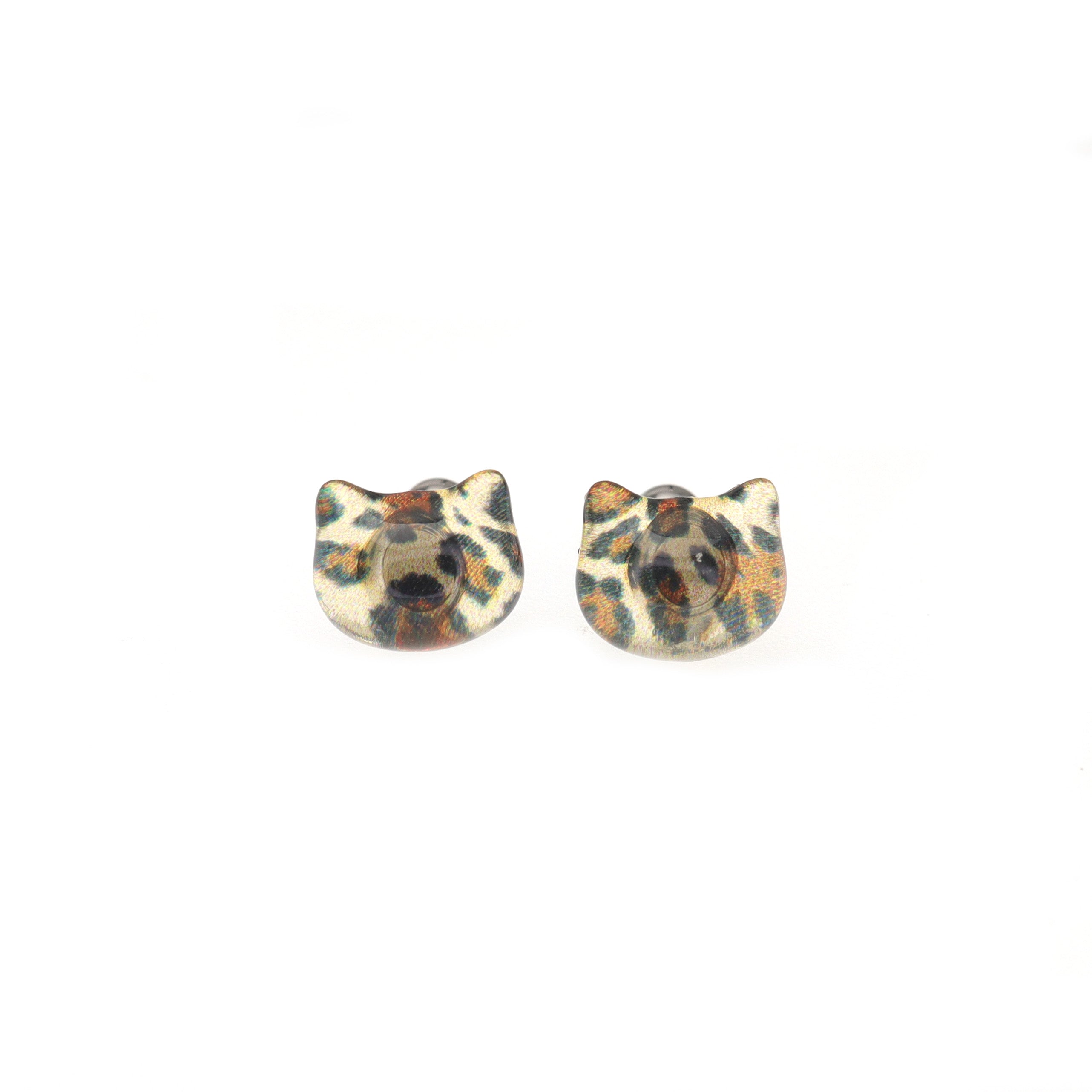 Leopard Print Cat Head stainless steel Internally Threaded studs ph1