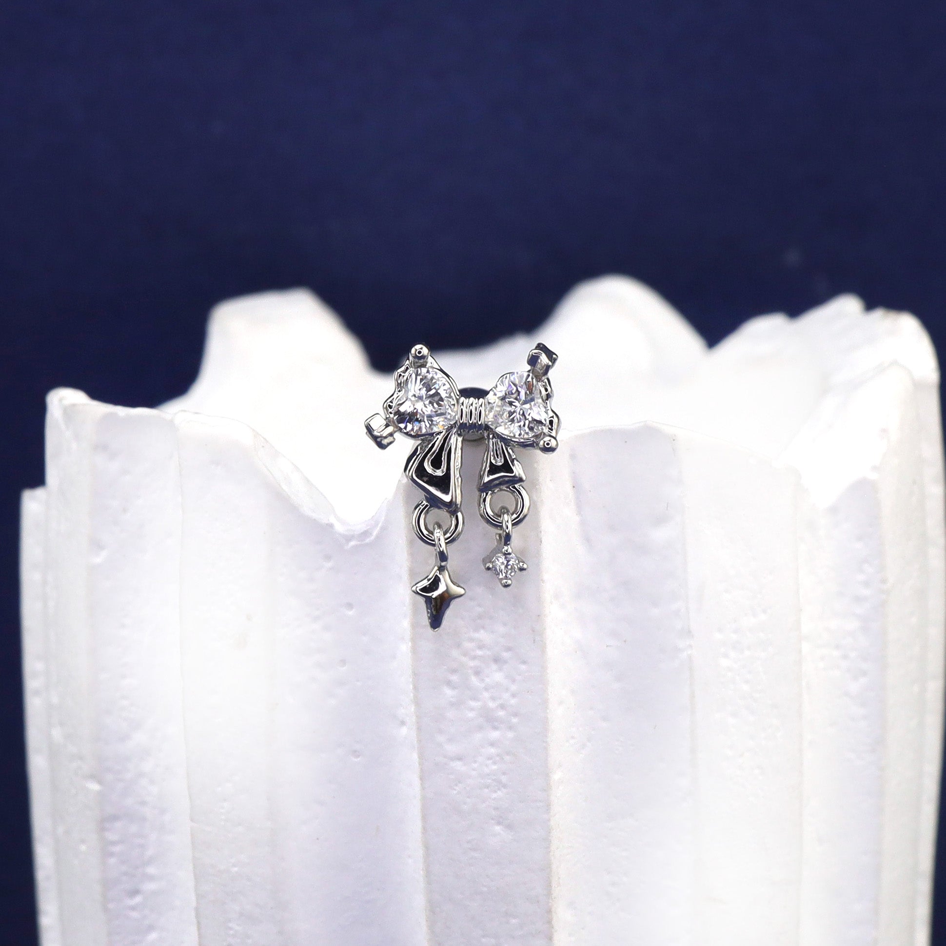 20G Thin Bow Dangle Ear Studs ph1