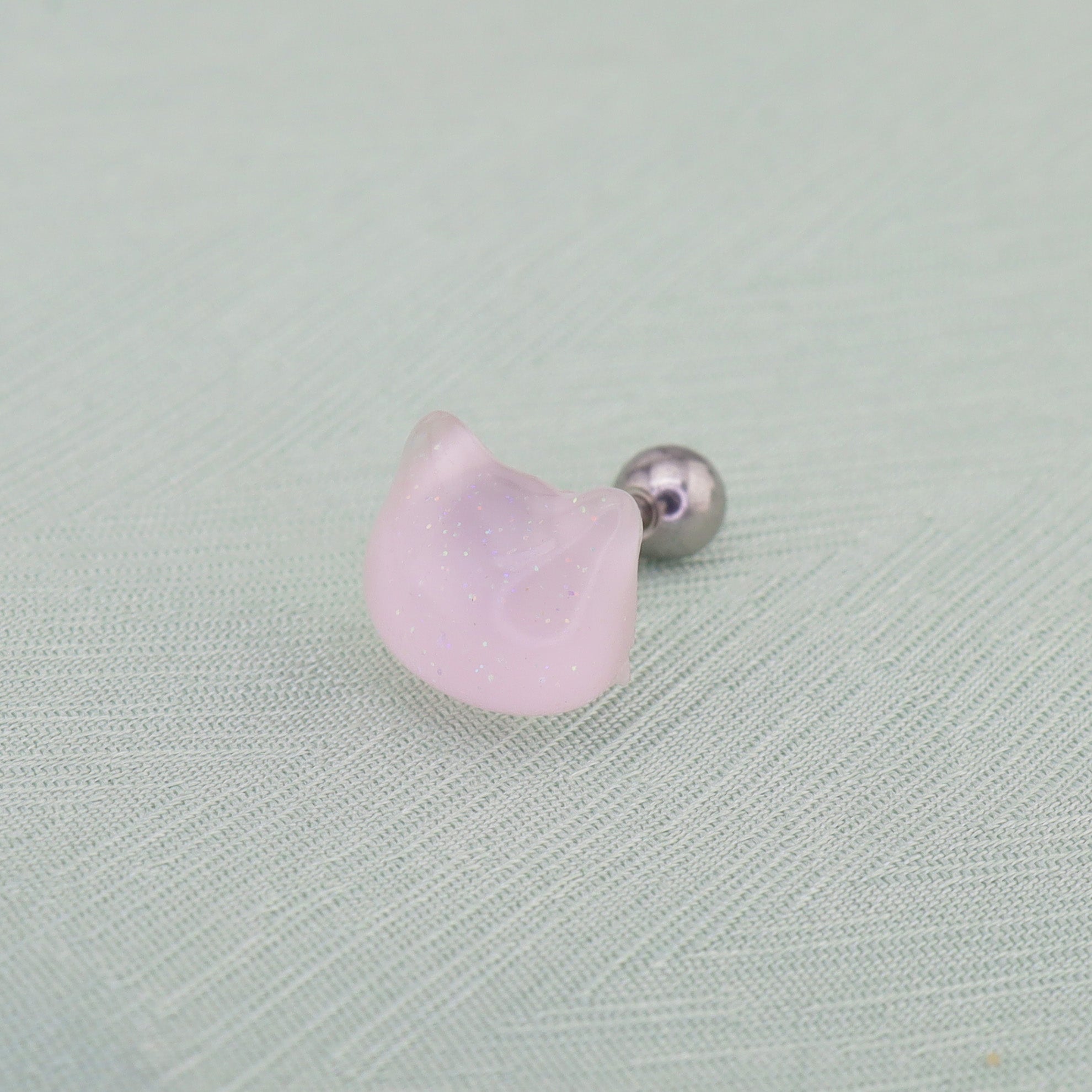 Brown & Pink Cat Head stainless steel Ear Studs ph1