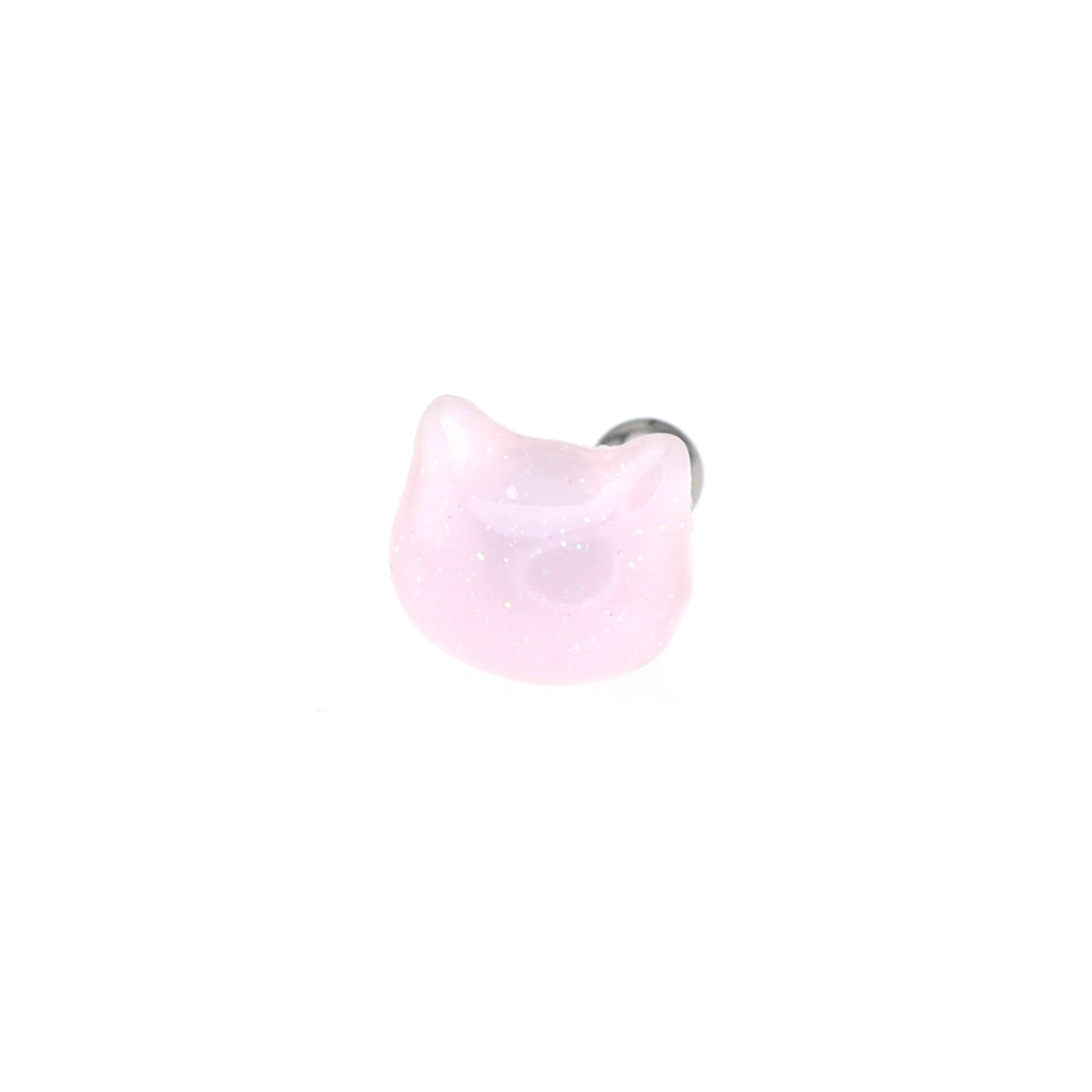 Brown & Pink Cat Head stainless steel Ear Studs ph1