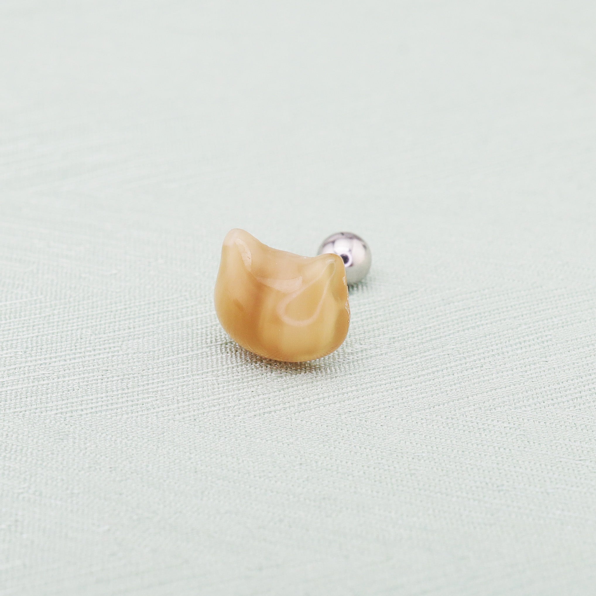 Brown & Pink Cat Head stainless steel Ear Studs ph1