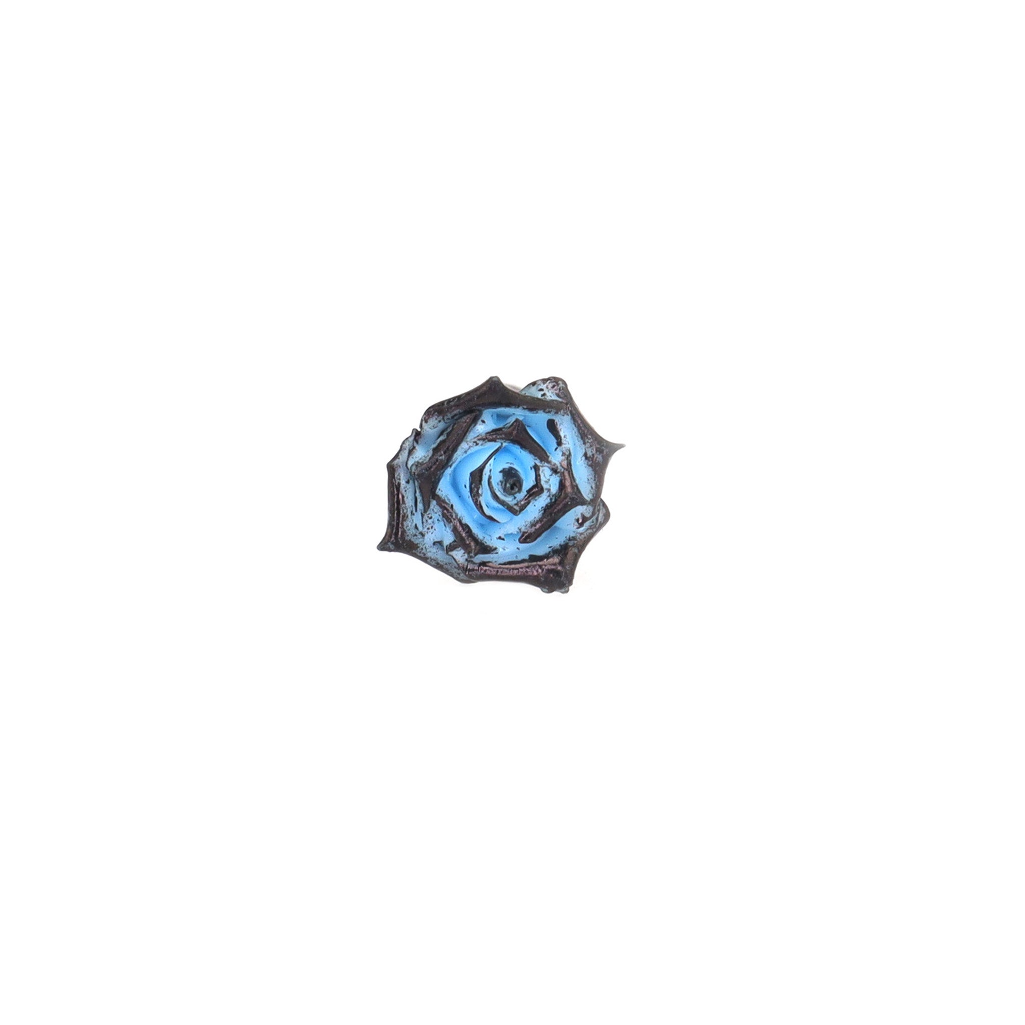 3D Blue Resin Rose Titanium Studs ph1