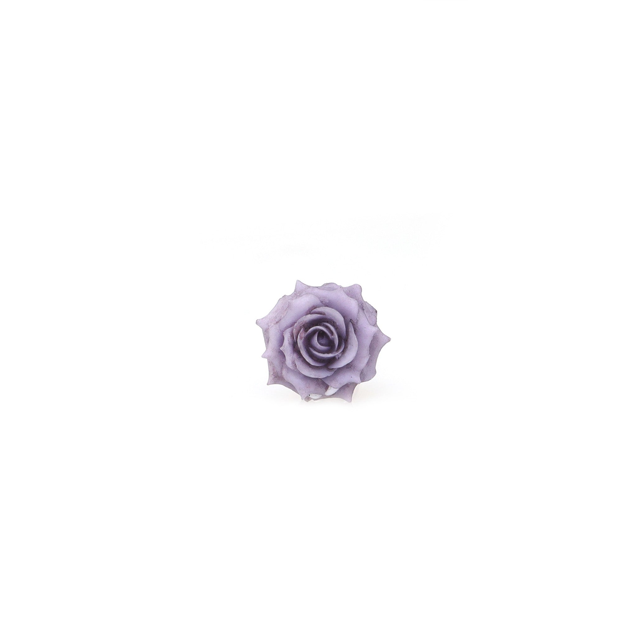 3D Purple Resin Rose Titanium Studs ph1
