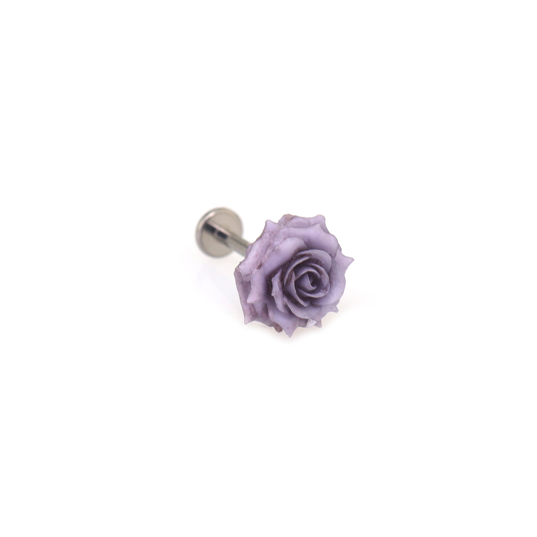 3D Purple Resin Rose Titanium Studs ph1
