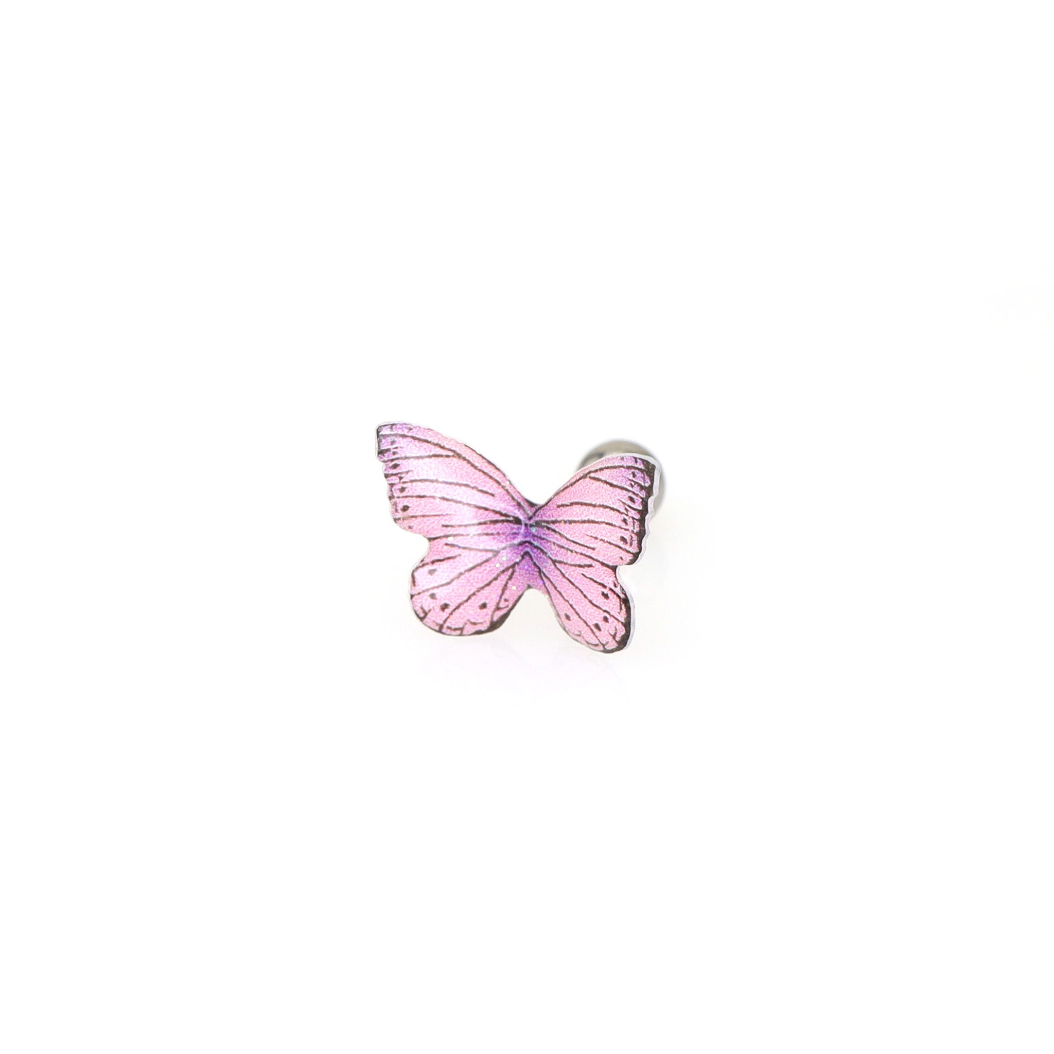 3D Pink Gradient Resin Butterfly stainless steel Ear Studs