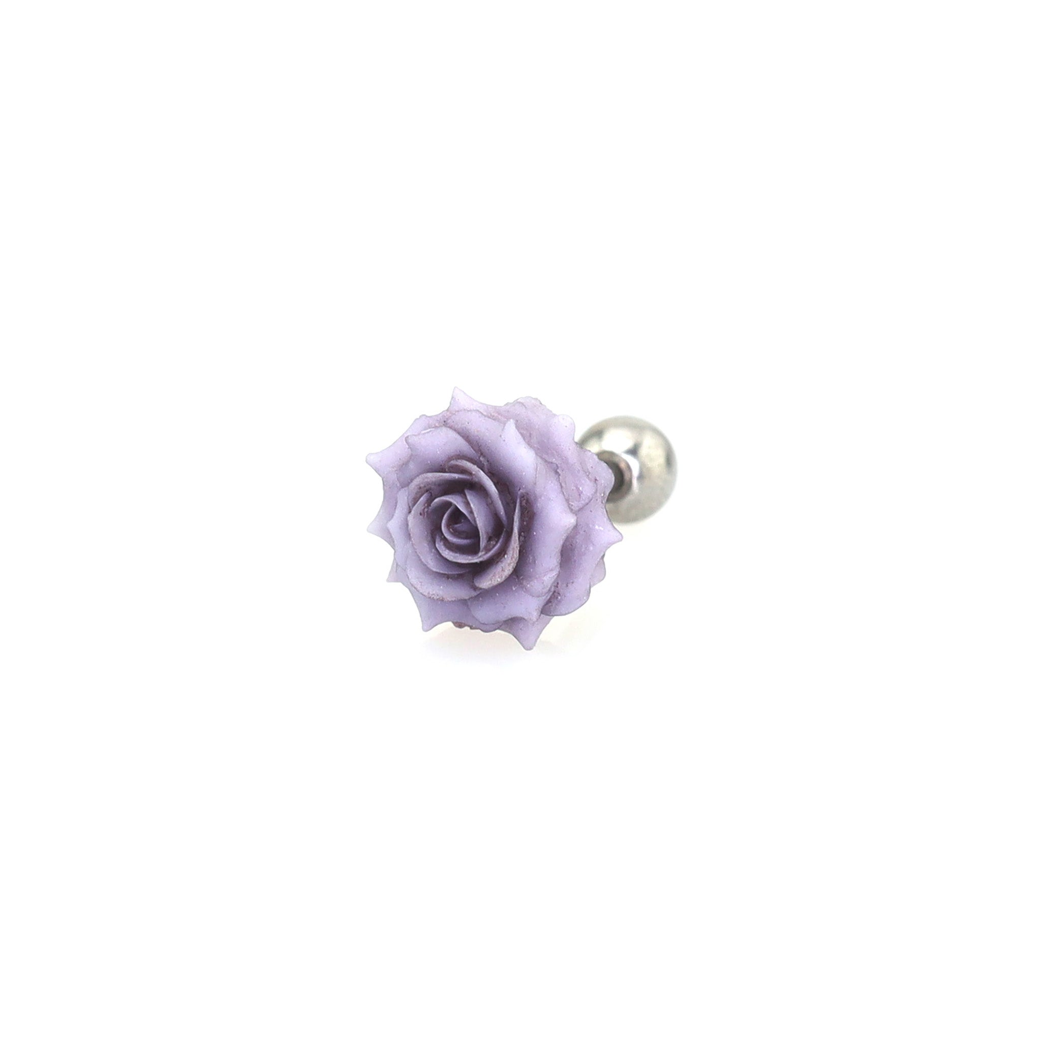 3D Purple Resin Rose stainless steel Ear Studs ph1