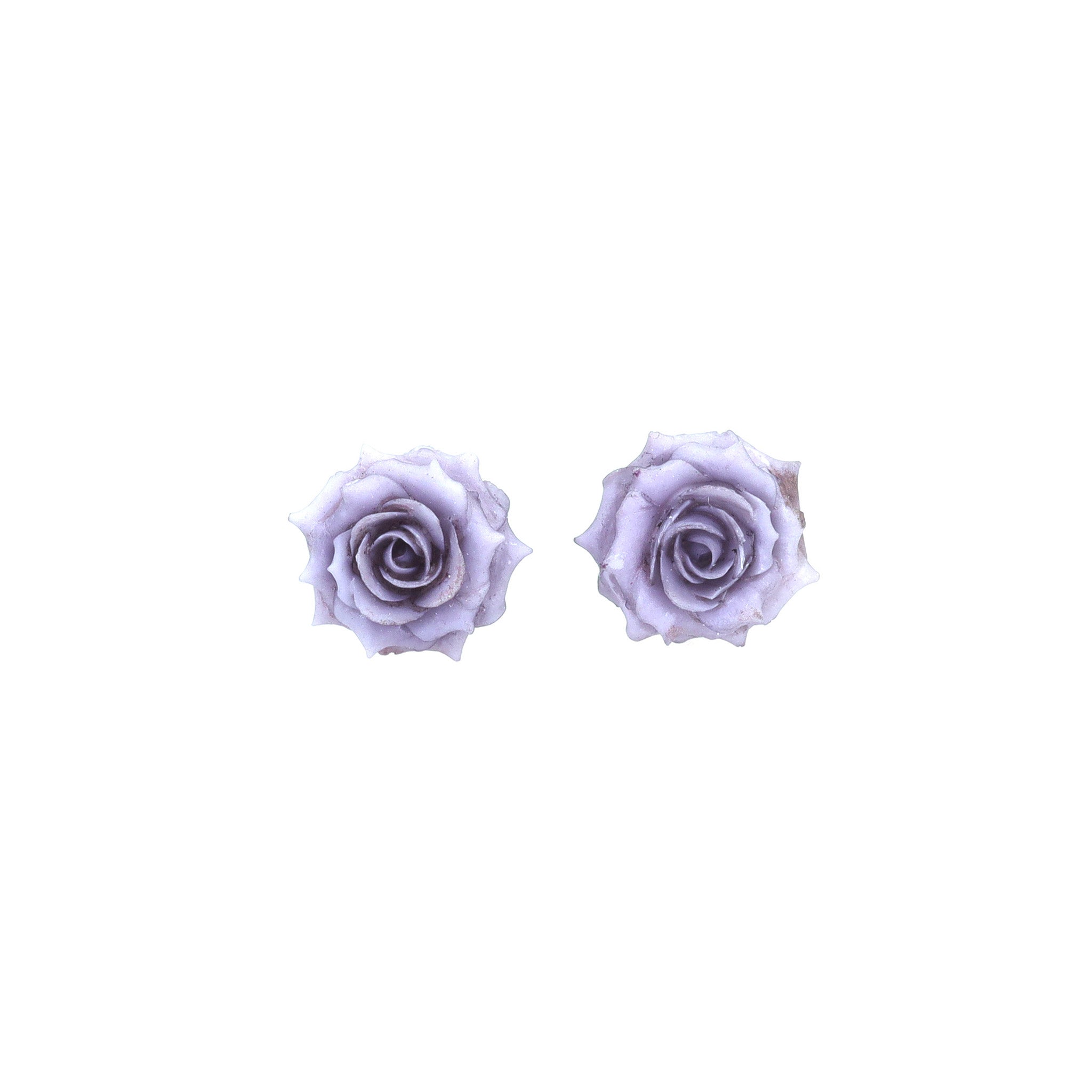 3D Purple Resin Rose stainless steel Ear Studs ph1