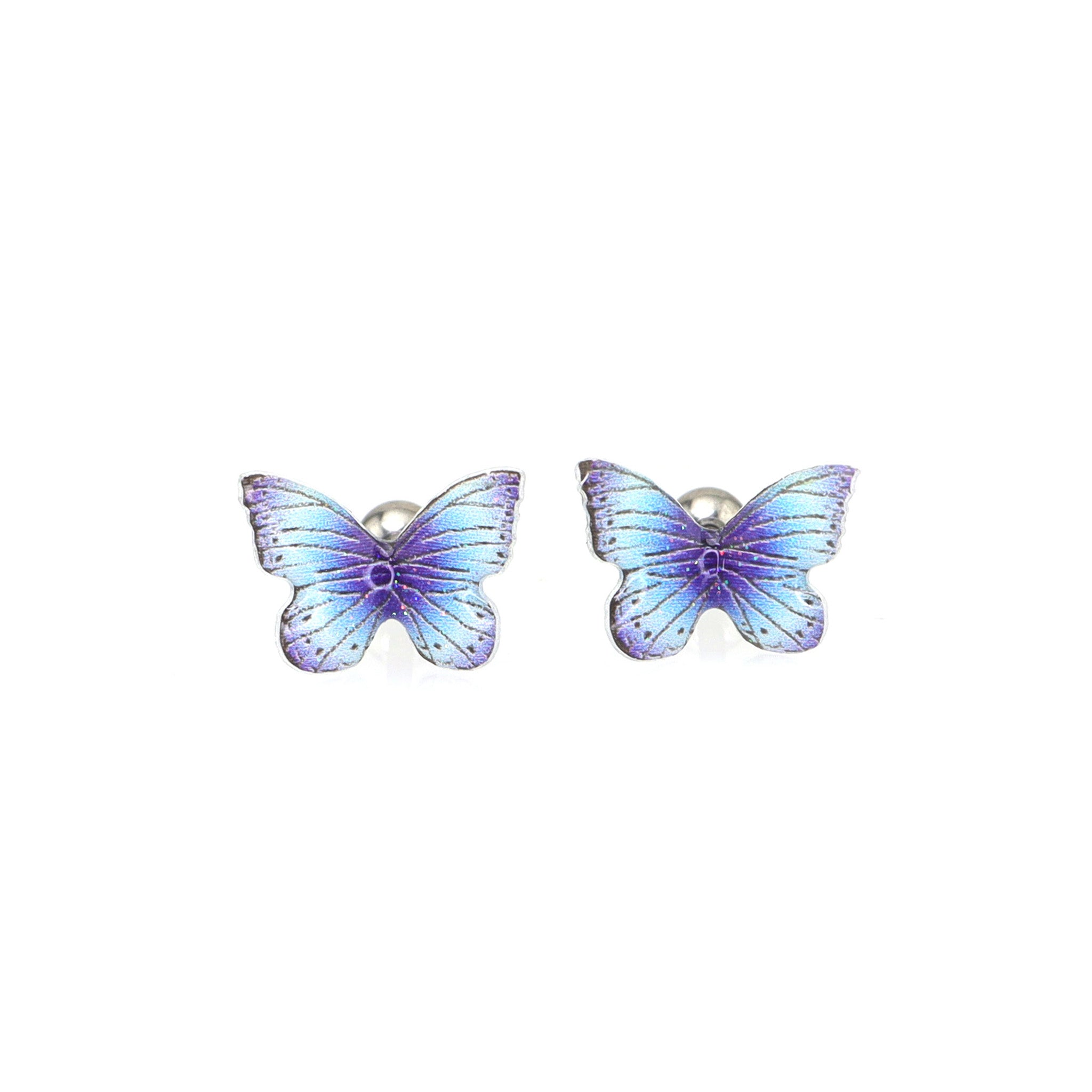 Blue Gradient Resin Butterfly stainless steel Ear Studs