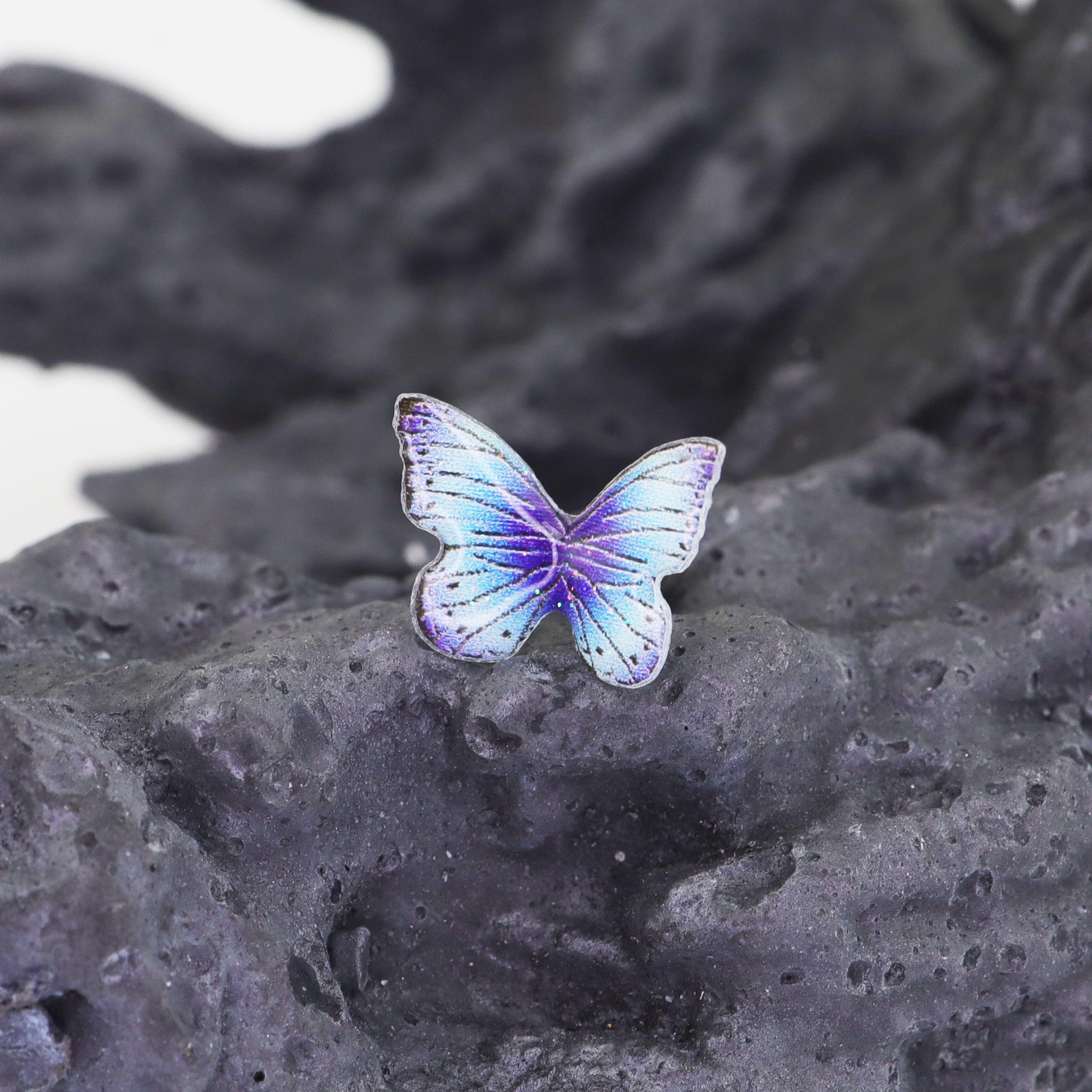 Blue Gradient Resin Butterfly stainless steel Ear Studs ph1