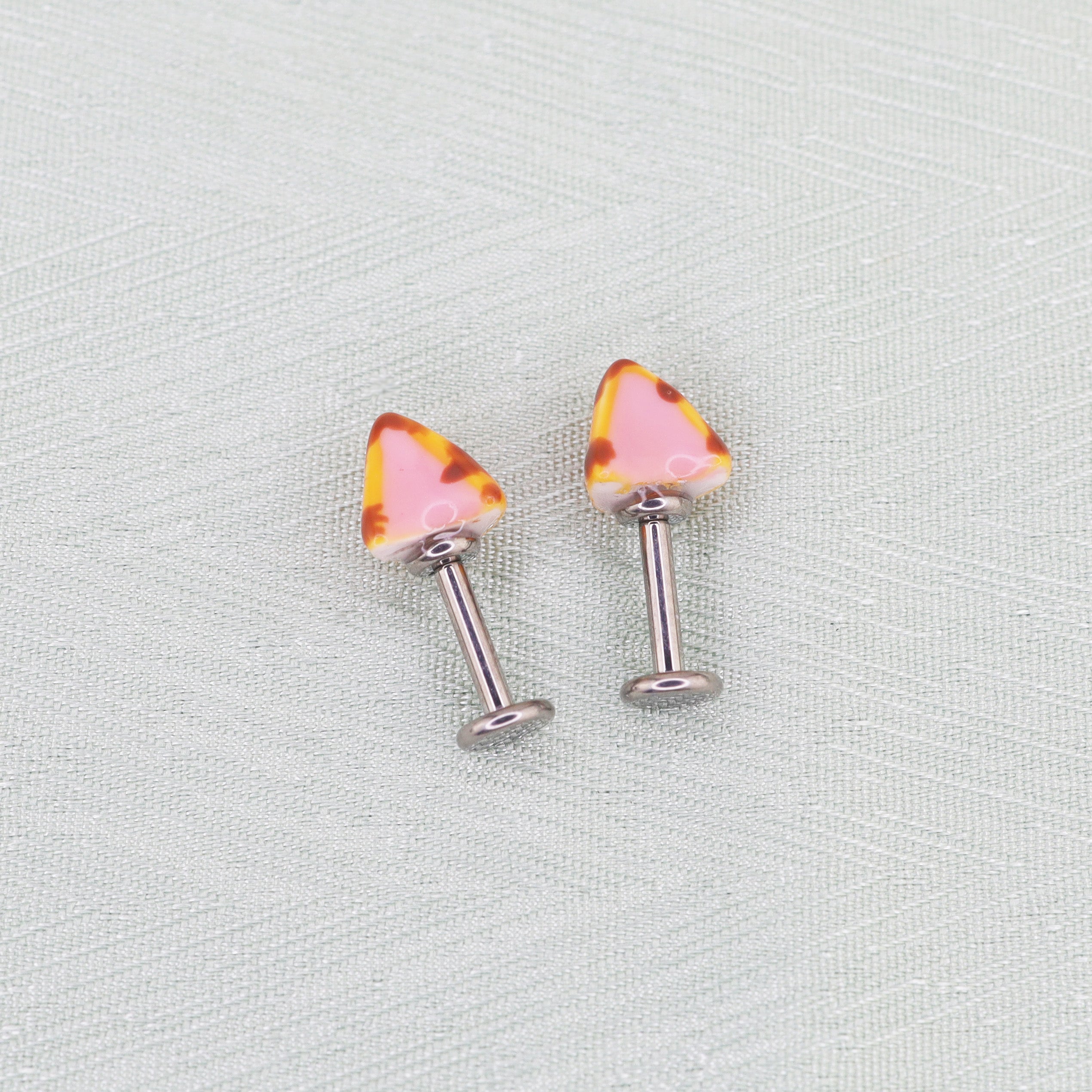 Hand-Painted Cute Cat Ear Titanium Helix Studs ph1