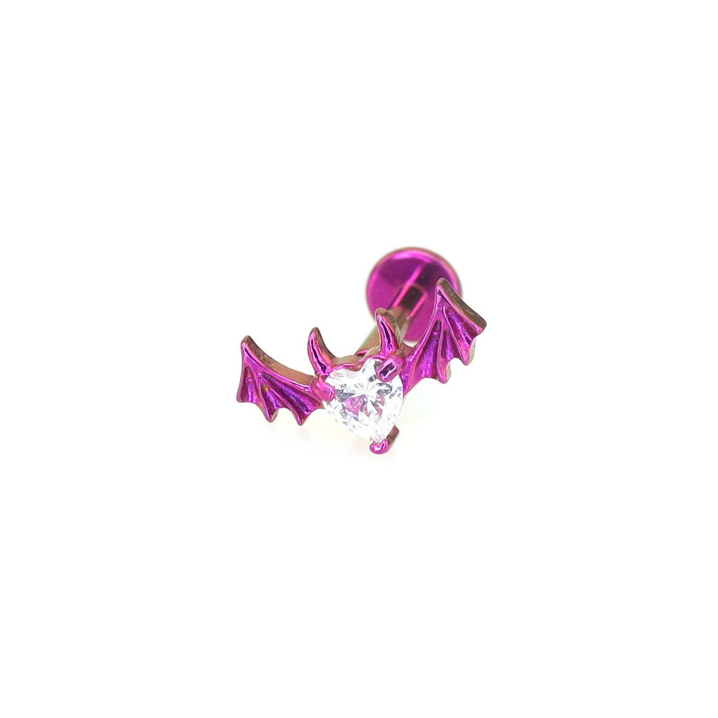 CZ Demonic Heart Wing Internally Threaded Titanium Studs ph1