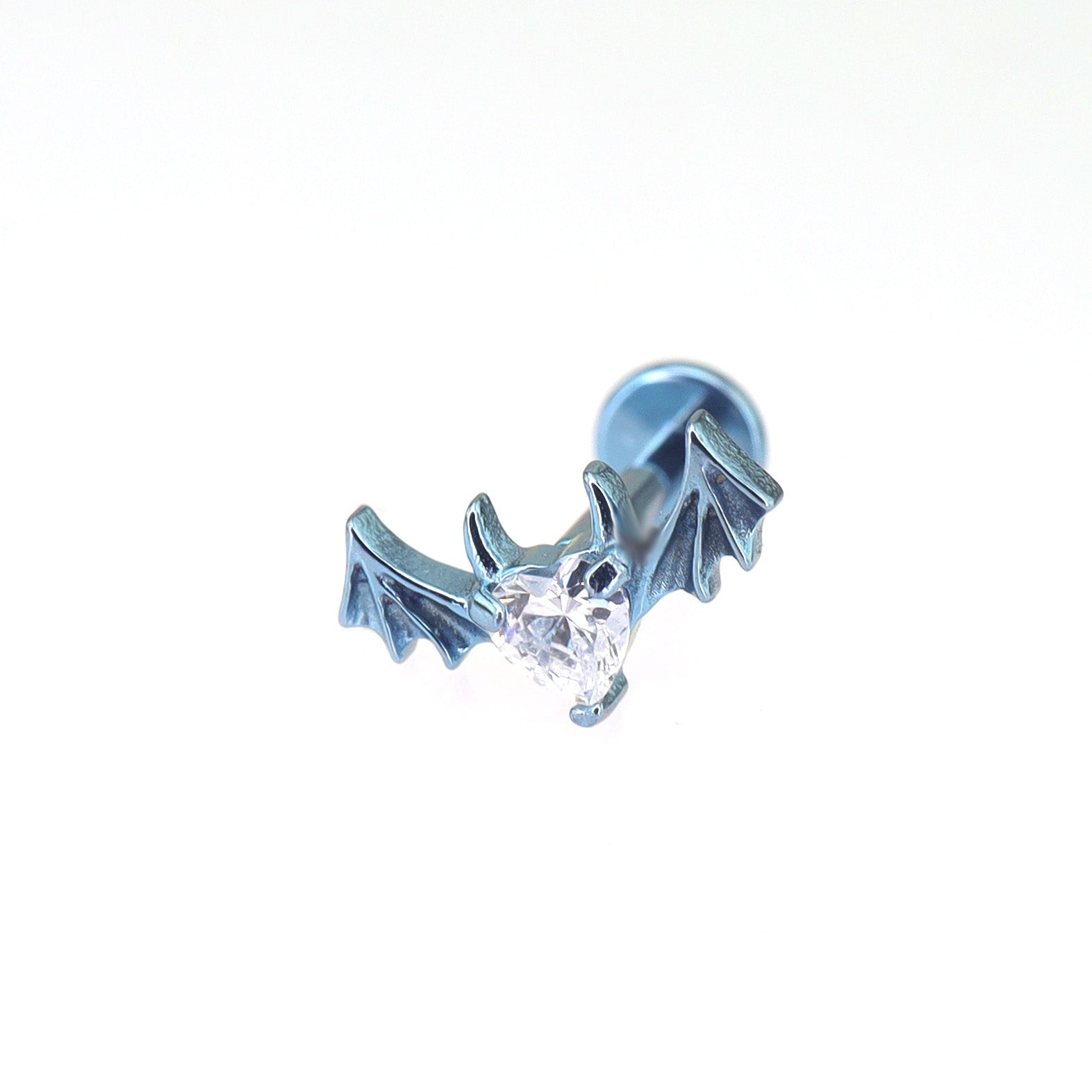 CZ Demonic Heart Wing Internally Threaded Titanium Studs ph1