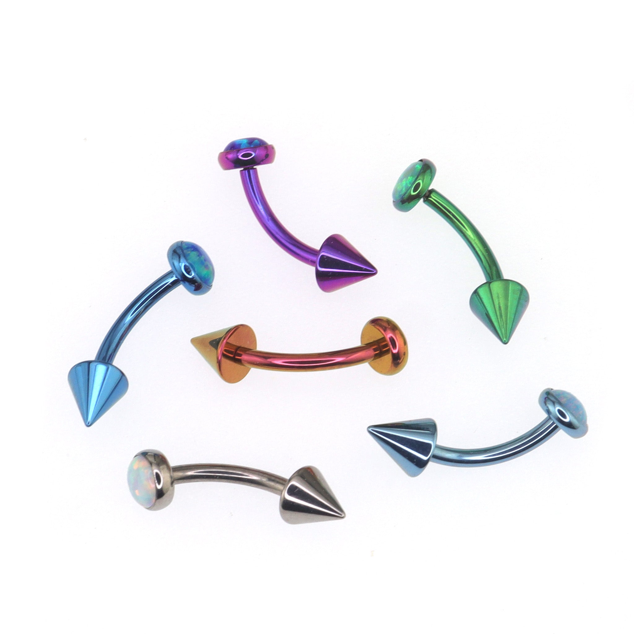 Rainbow Opal Spike Titanium Rook Jewelry ph1