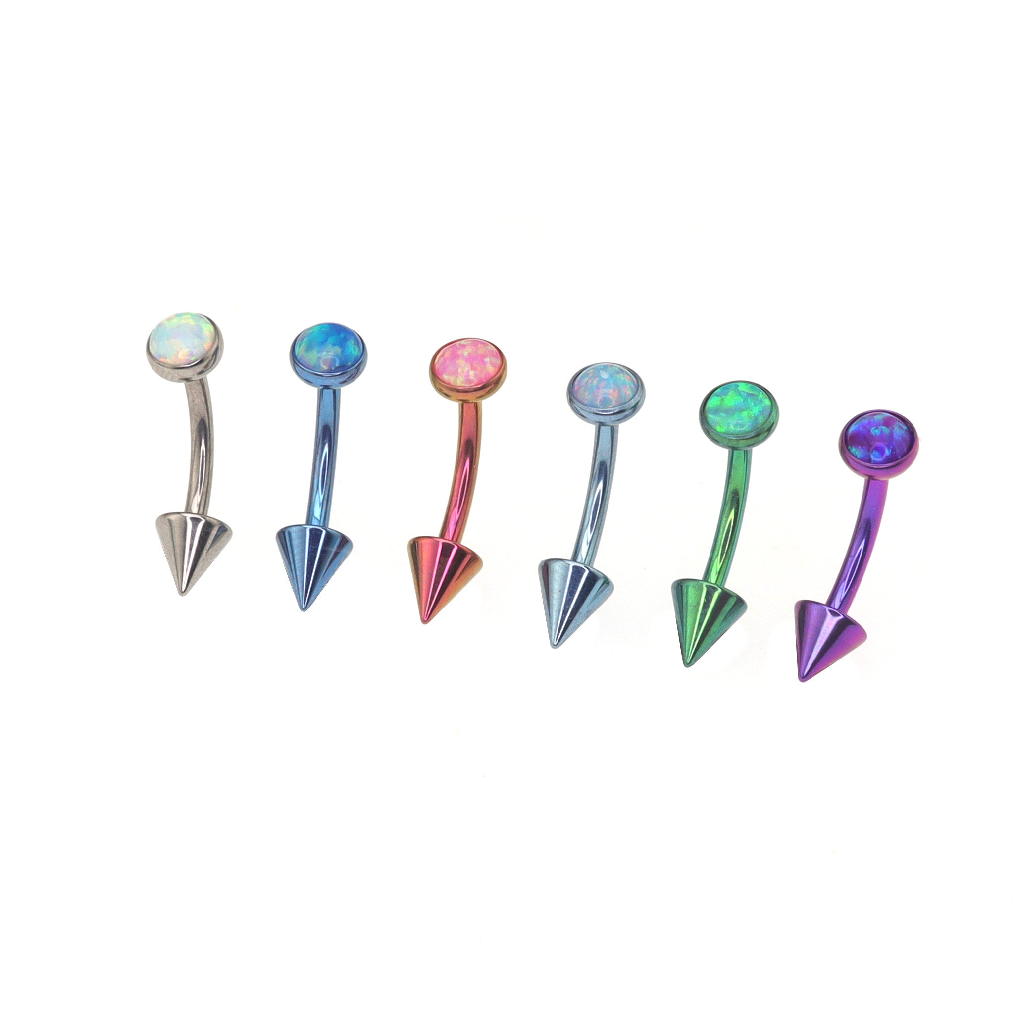 Rainbow Opal Spike Titanium Rook Jewelry ph1