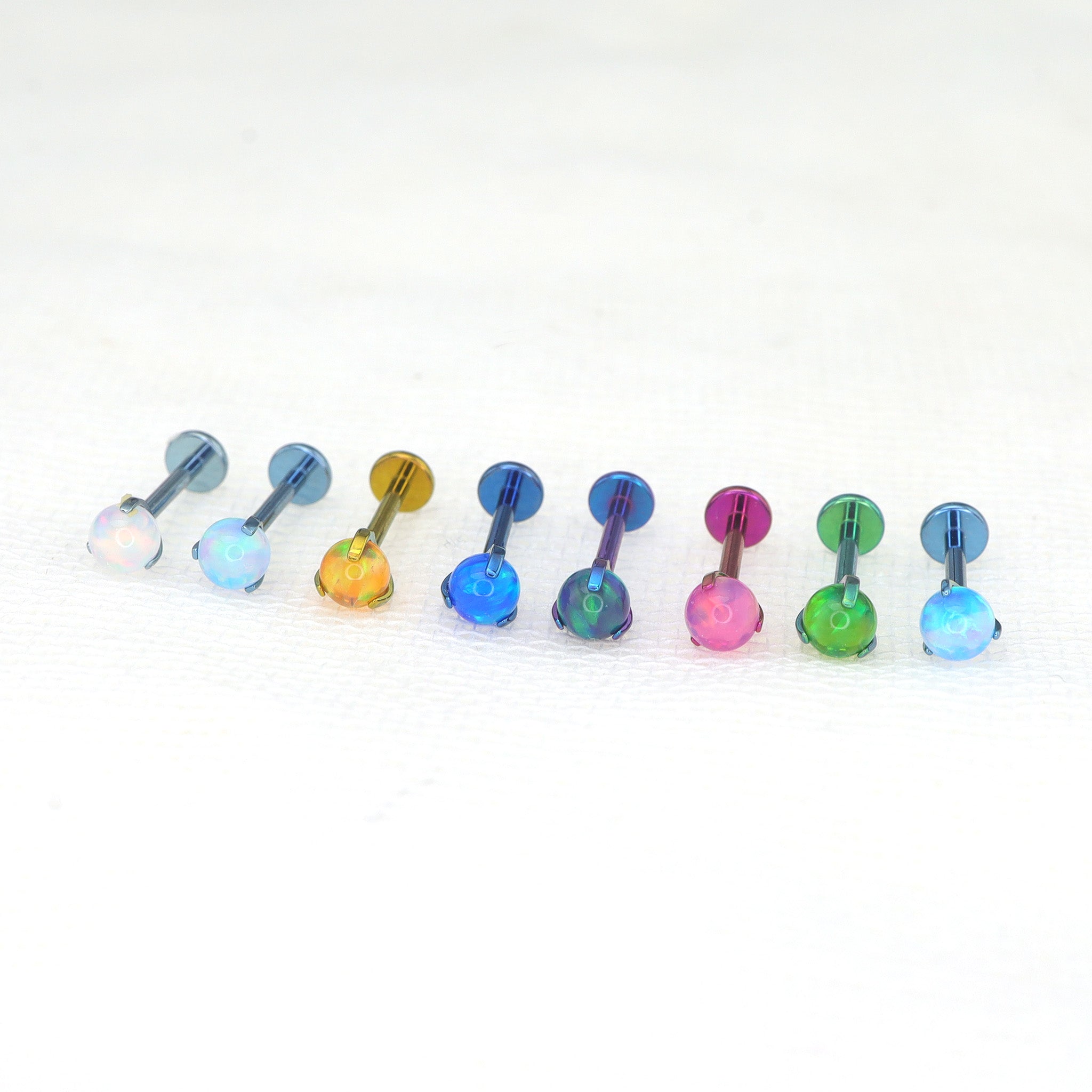 Aurora Borealis Opal Internally Threaded Titanium Studs ph1