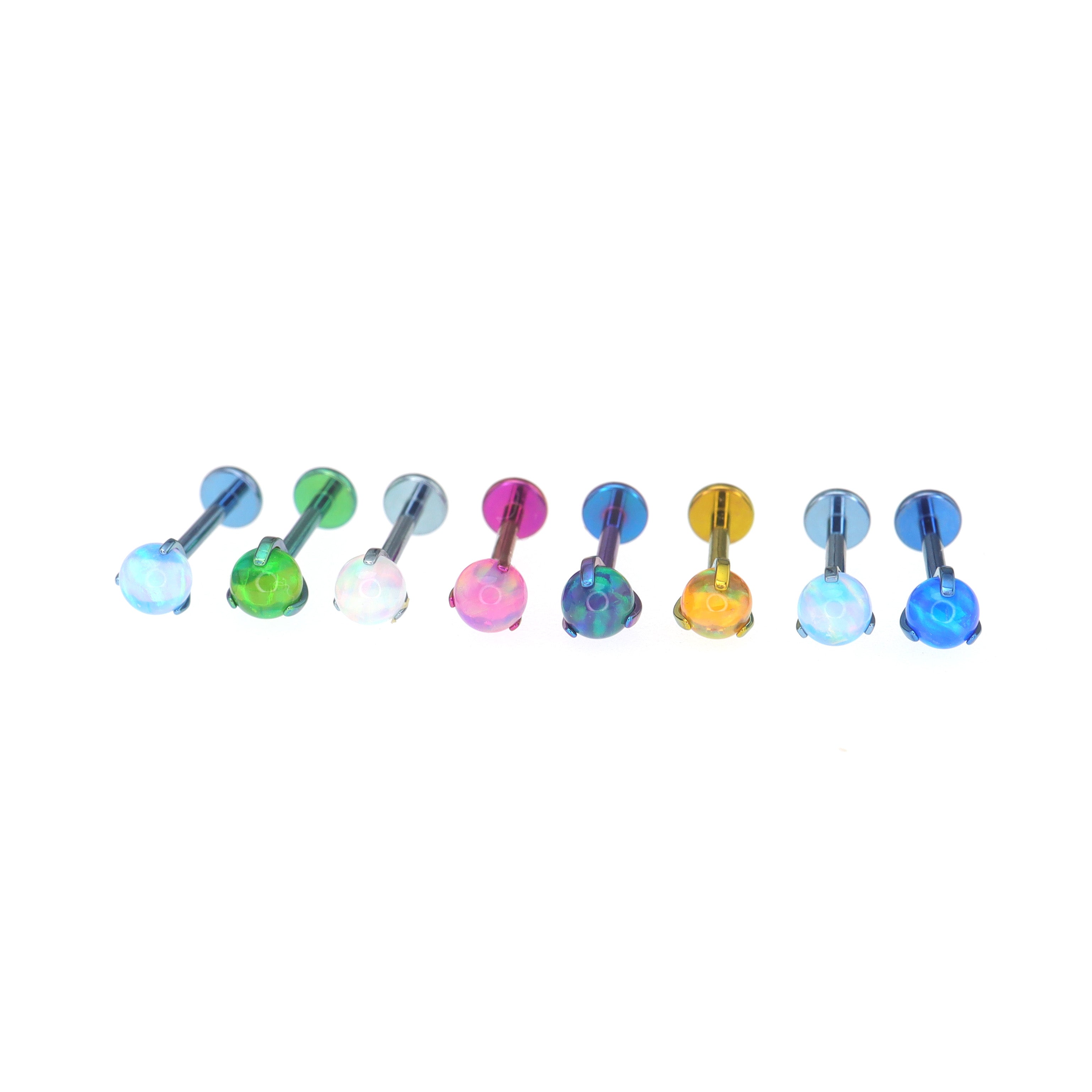 Aurora Borealis Opal Internally Threaded Titanium Studs ph1