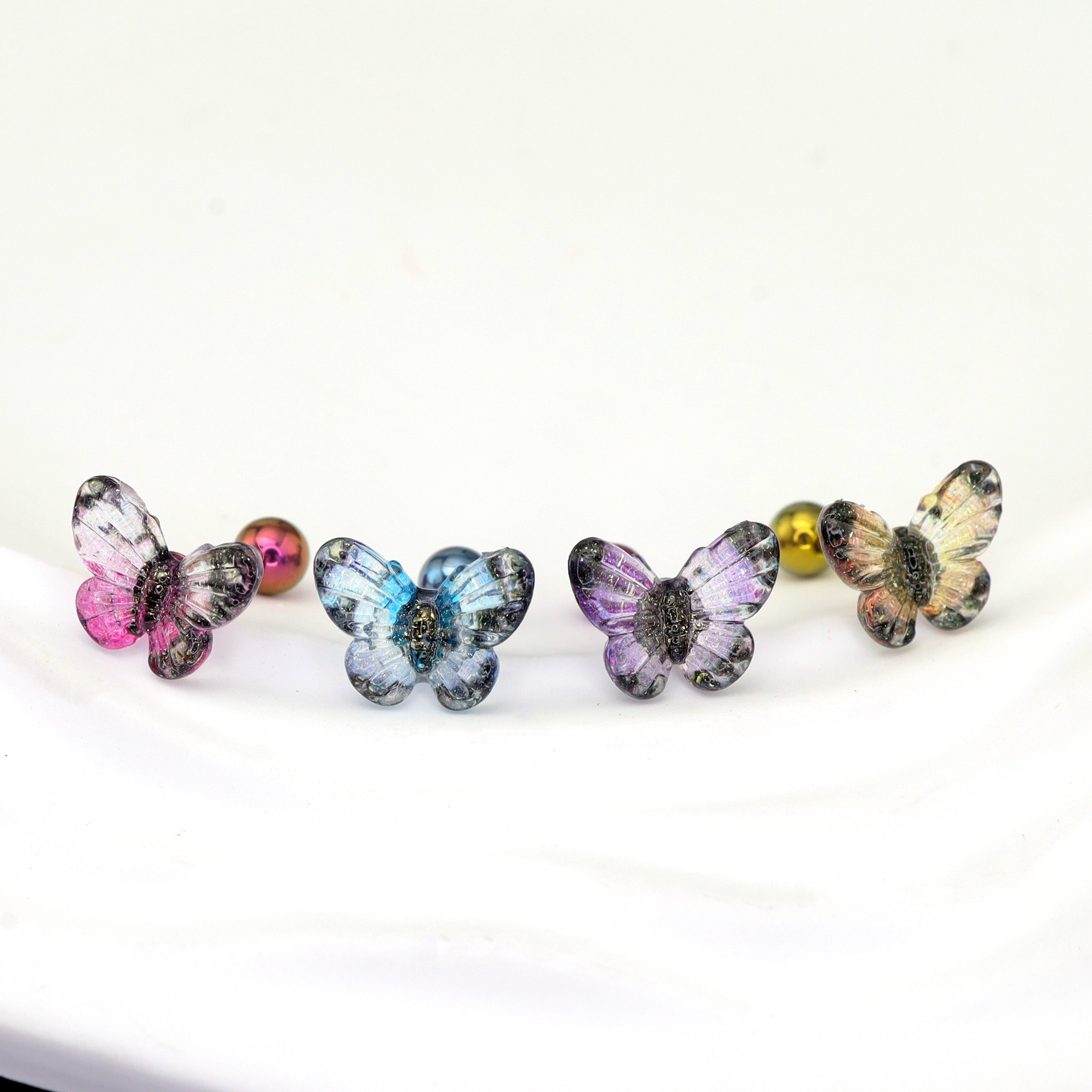 Translucent Gradient Butterfly Titanium Ear Studs ph1