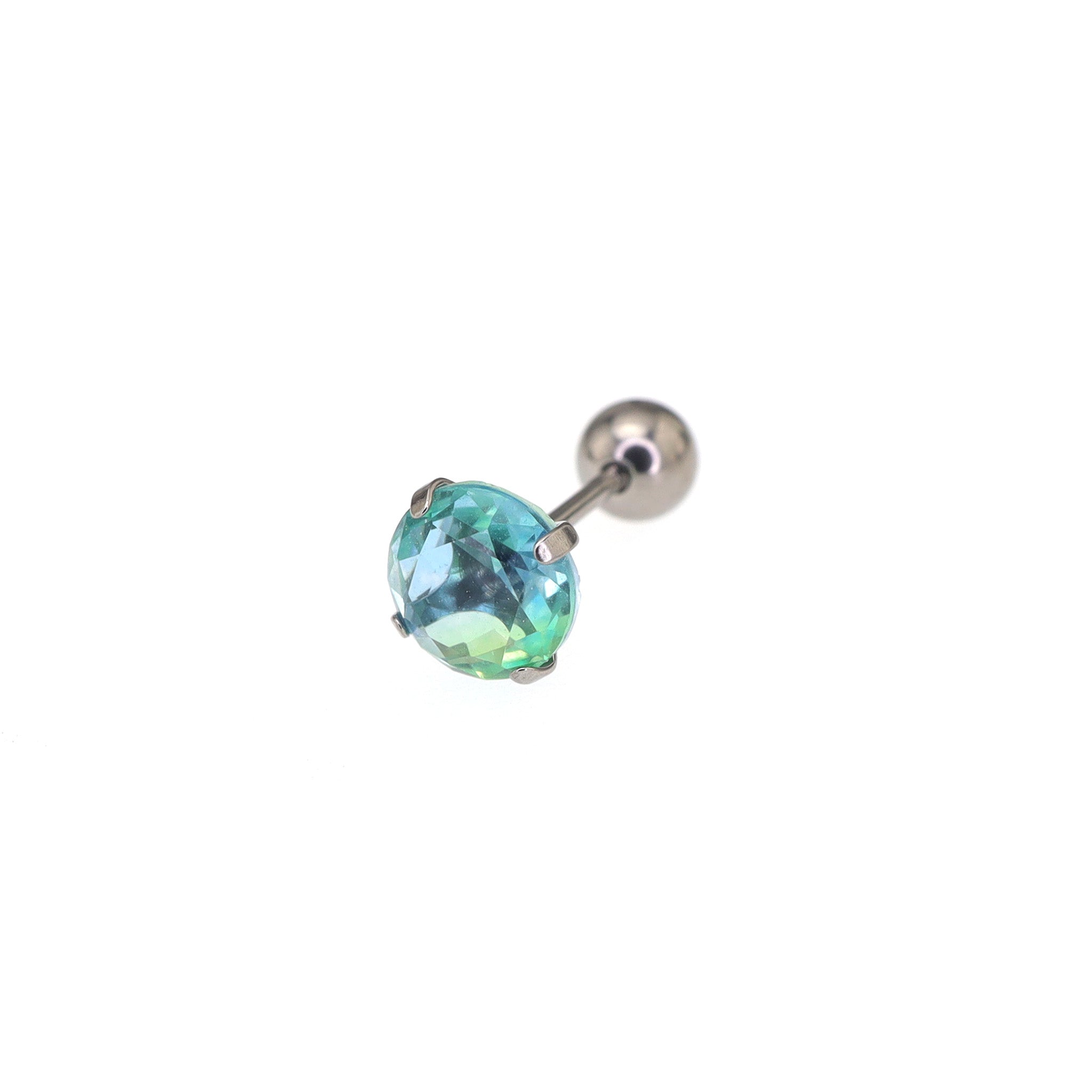 Round Gradient Tourmaline CZ Titanium Ear Studs ph1