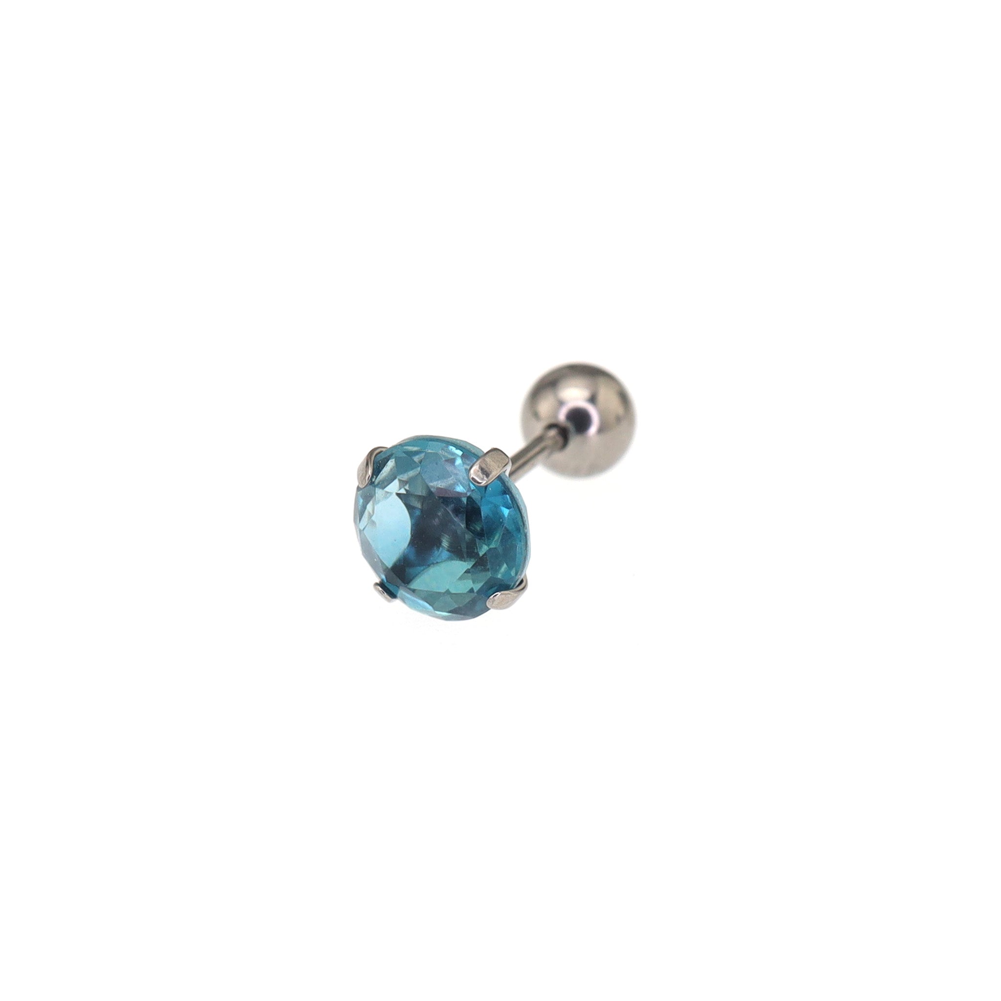 Round Gradient Tourmaline CZ Titanium Ear Studs ph1