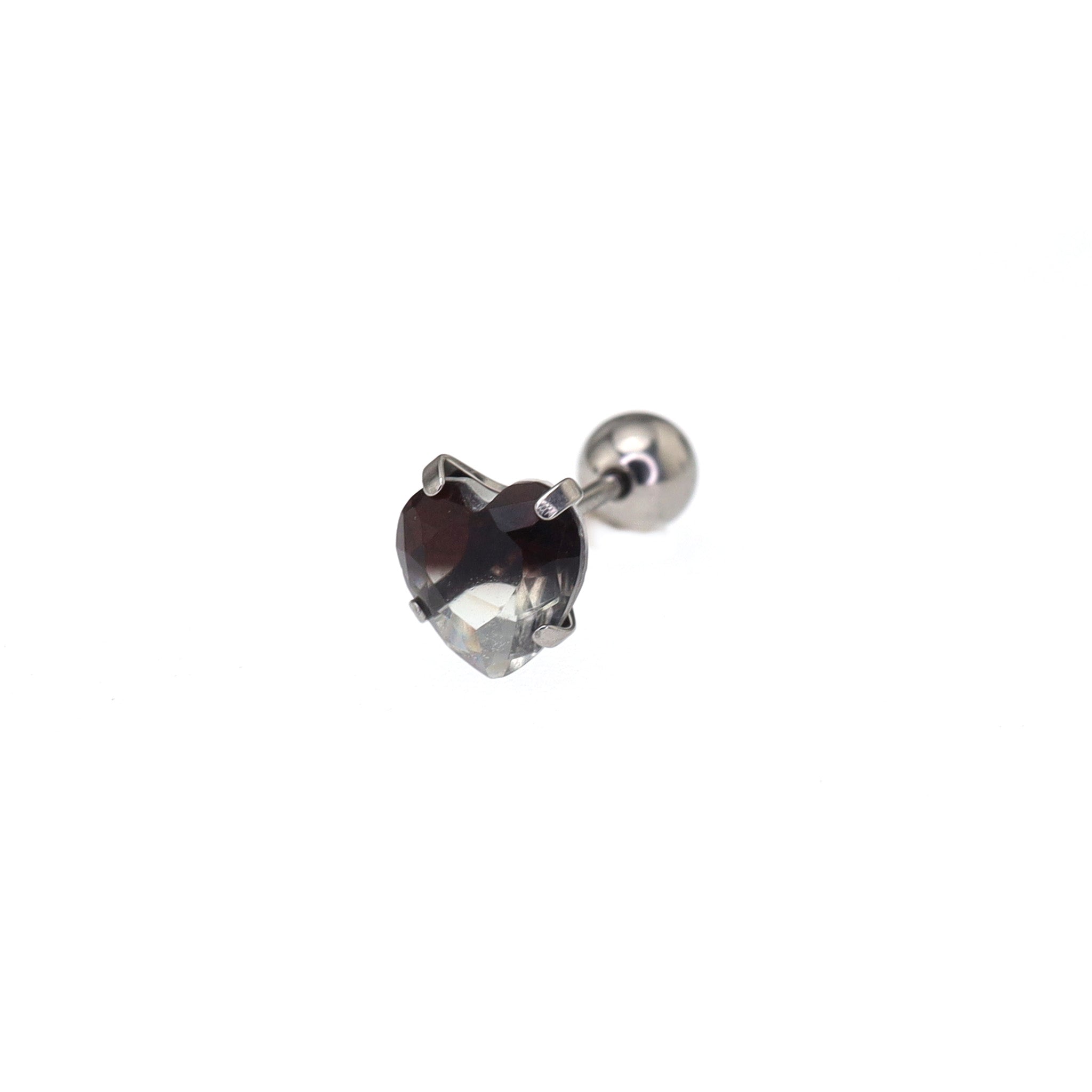 Heart Gradient Tourmaline CZ Titanium Ear Studs ph1