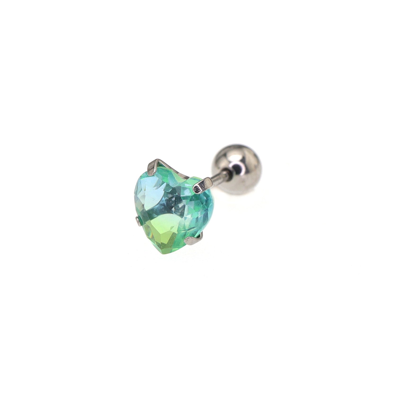 Heart Gradient Tourmaline CZ Titanium Ear Studs ph1