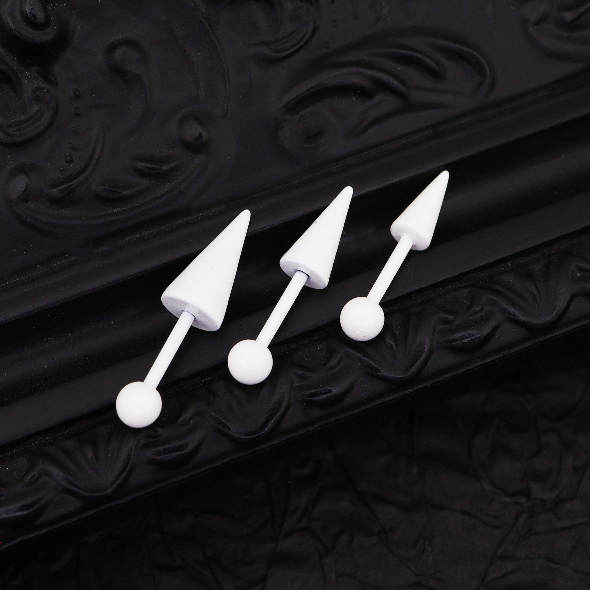 White Enamel Externally Threaded stainless steel Helix Studs ph1