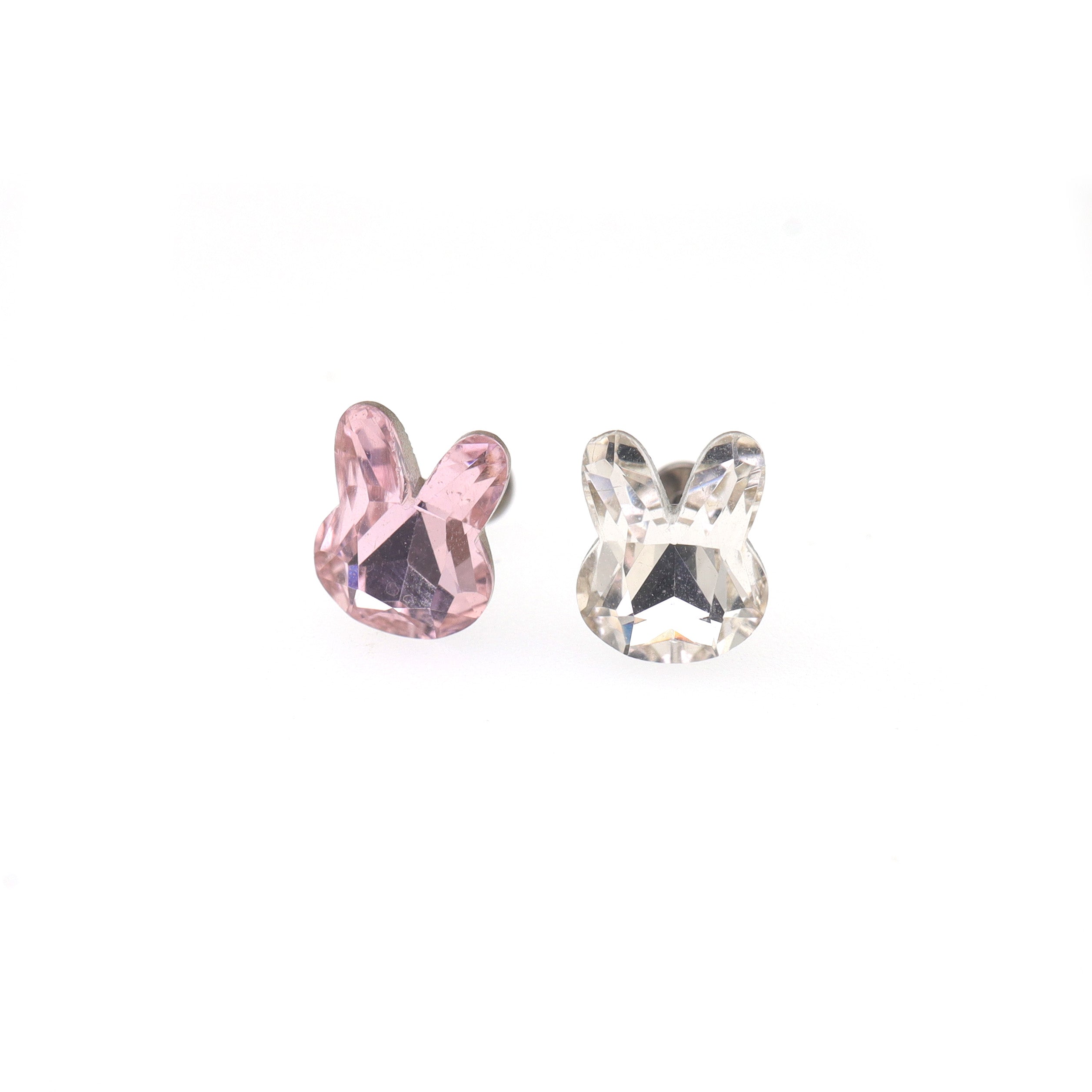 Pink & White Bunny Internally Threaded Titanium Studs ph1