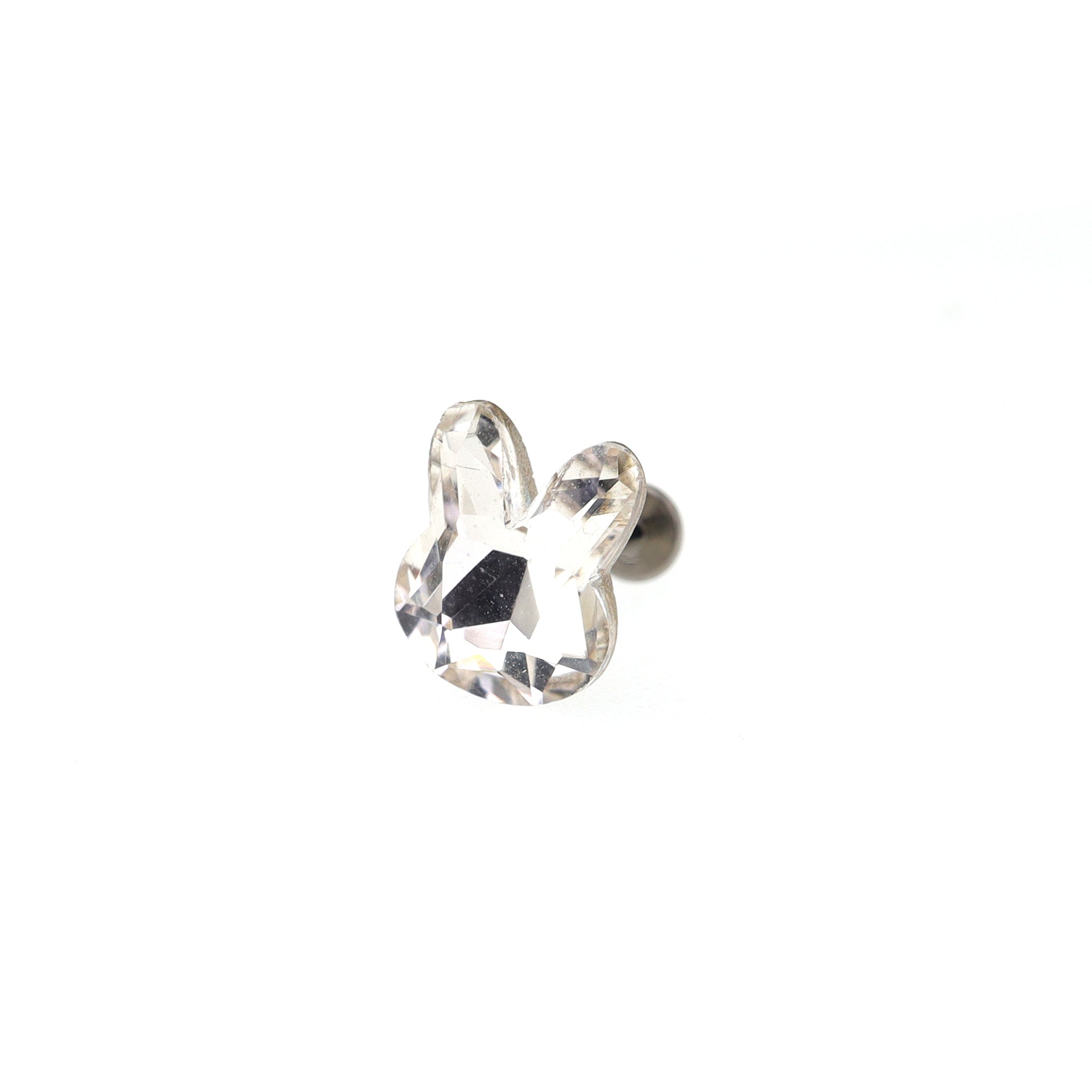 Pink & White Bunny Internally Threaded Titanium Studs ph1