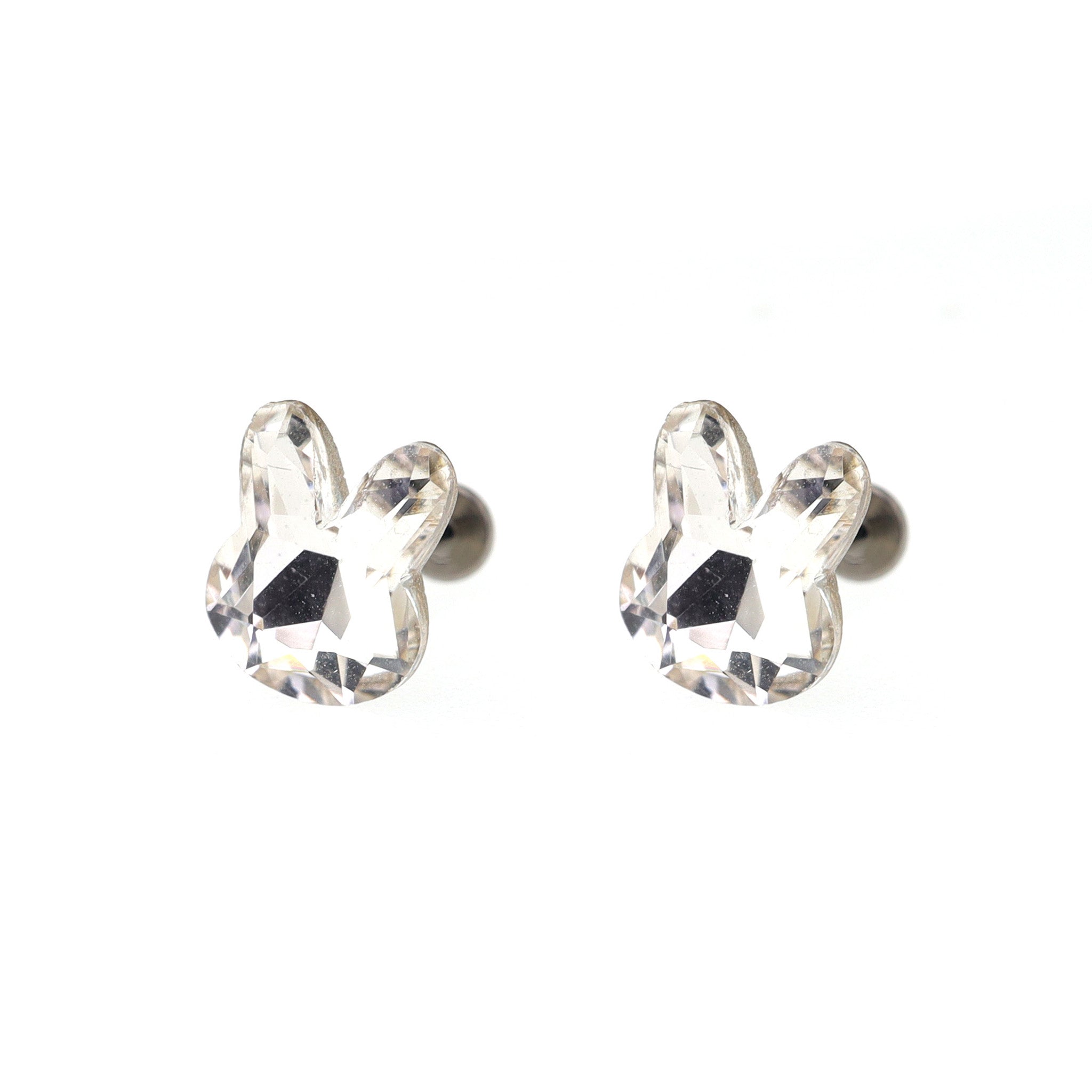 Pink & White Bunny Internally Threaded Titanium Studs ph1