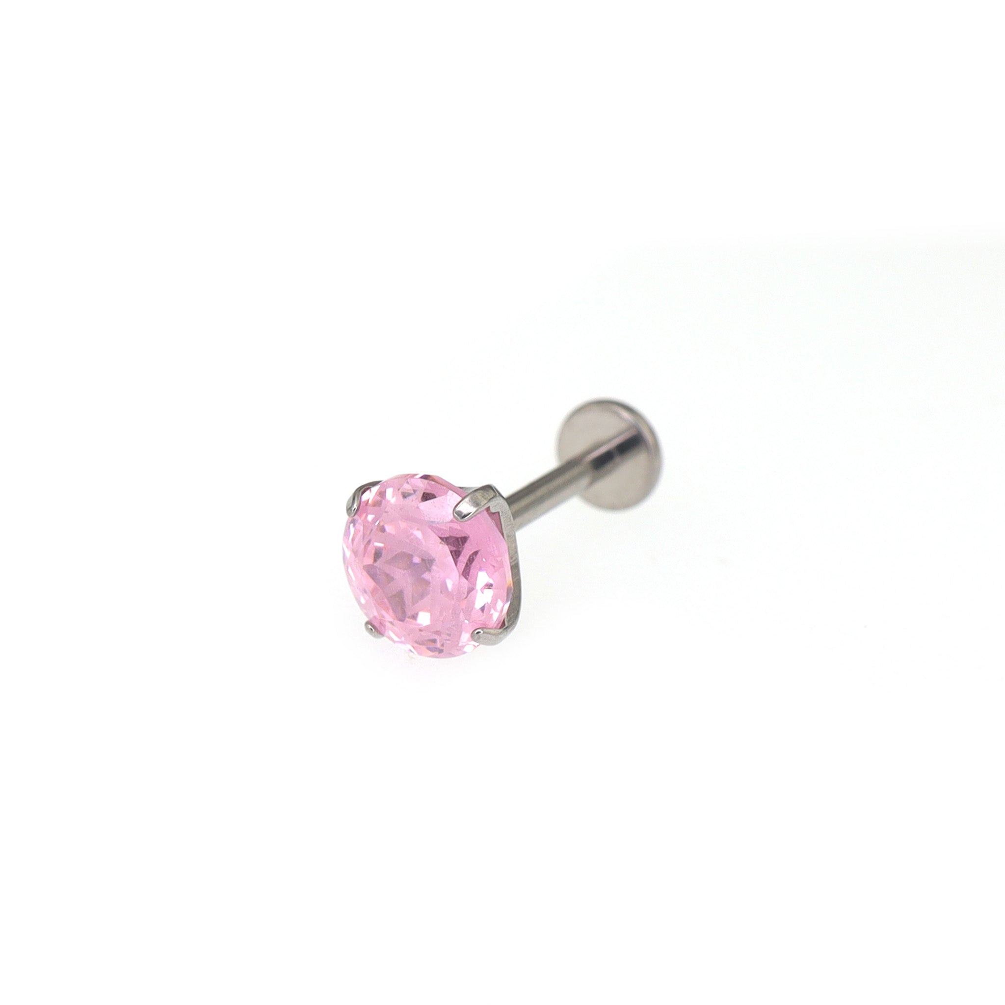 High-Shine Snowflake-Cut CZ Internally Threaded Titanium Studs