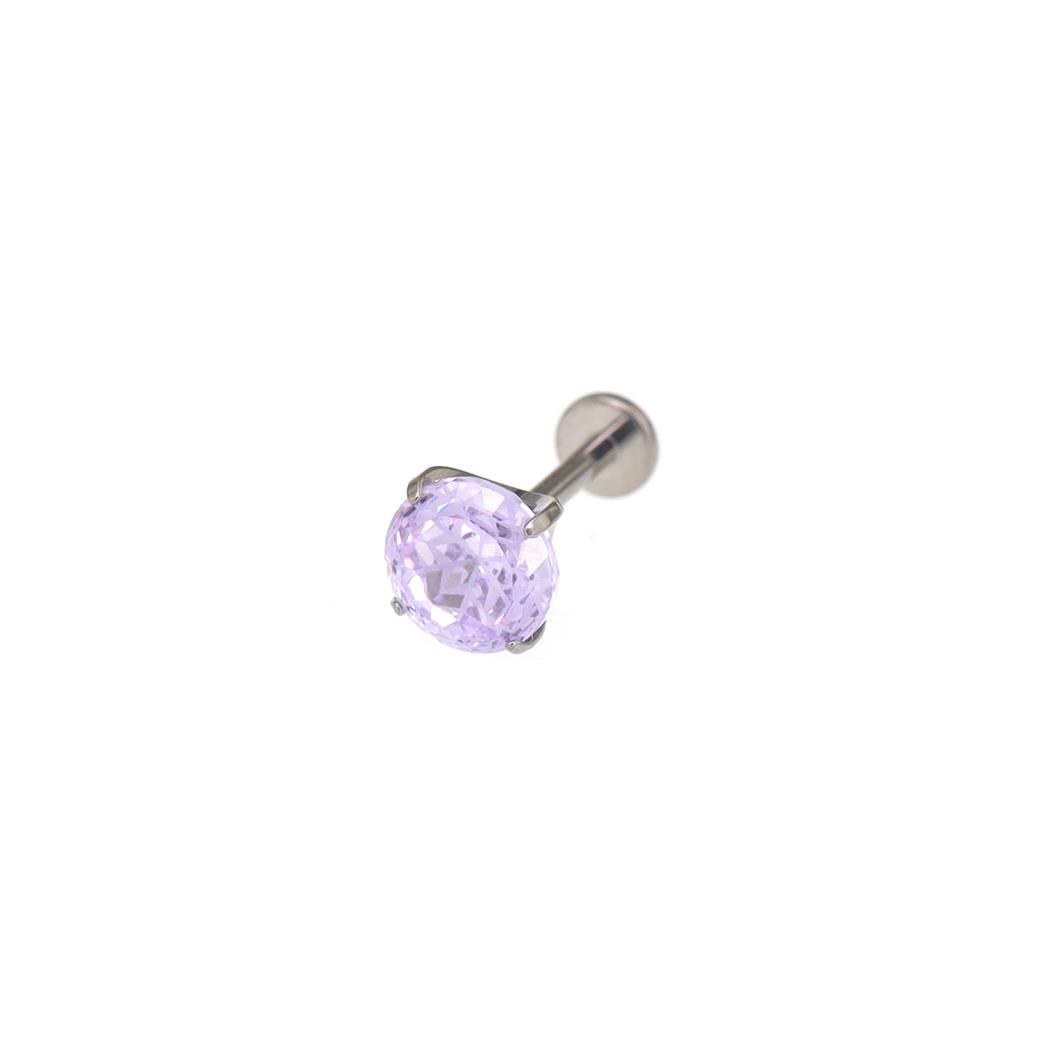 High-Shine Snowflake-Cut CZ Internally Threaded Titanium Studs