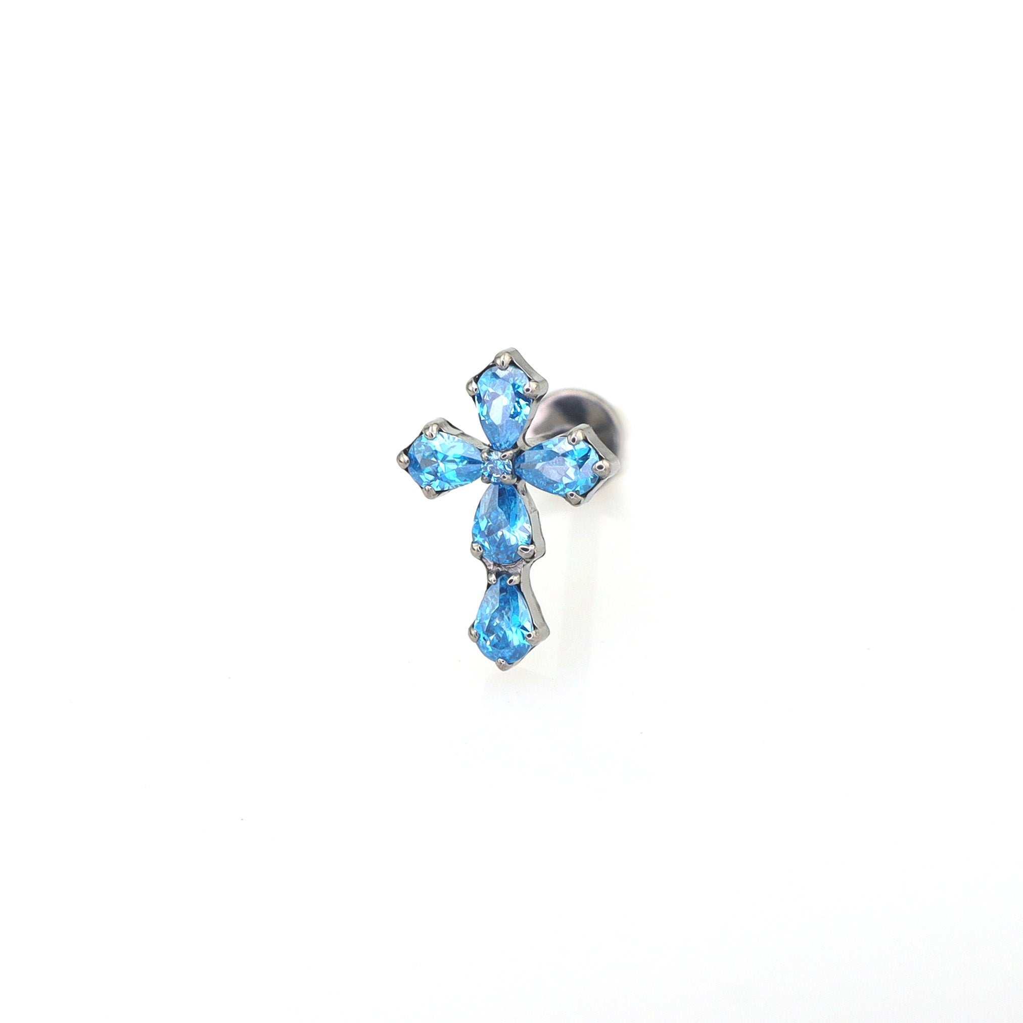 CZ Cross Internally Threaded Titanium Studs