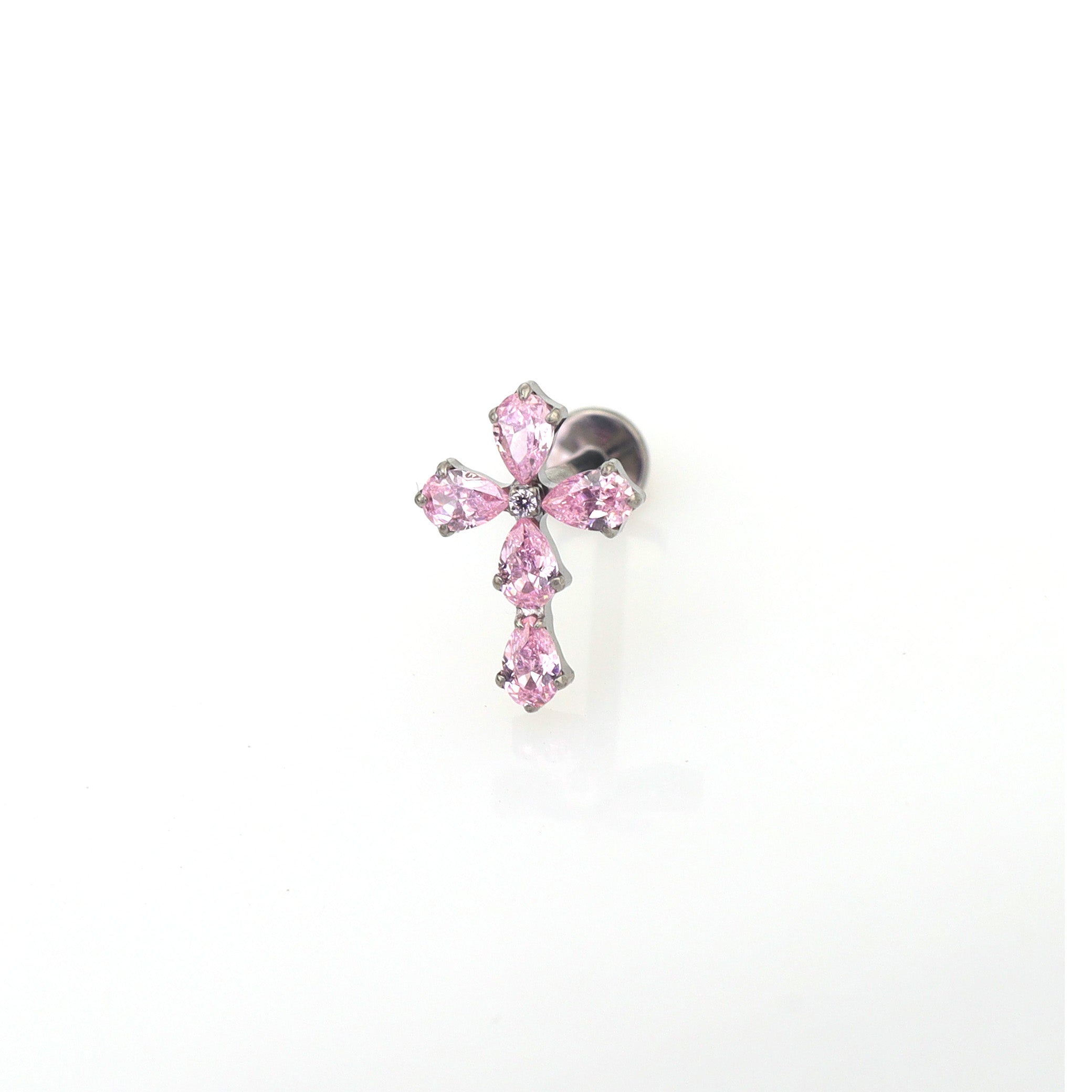 CZ Cross Internally Threaded Titanium Studs