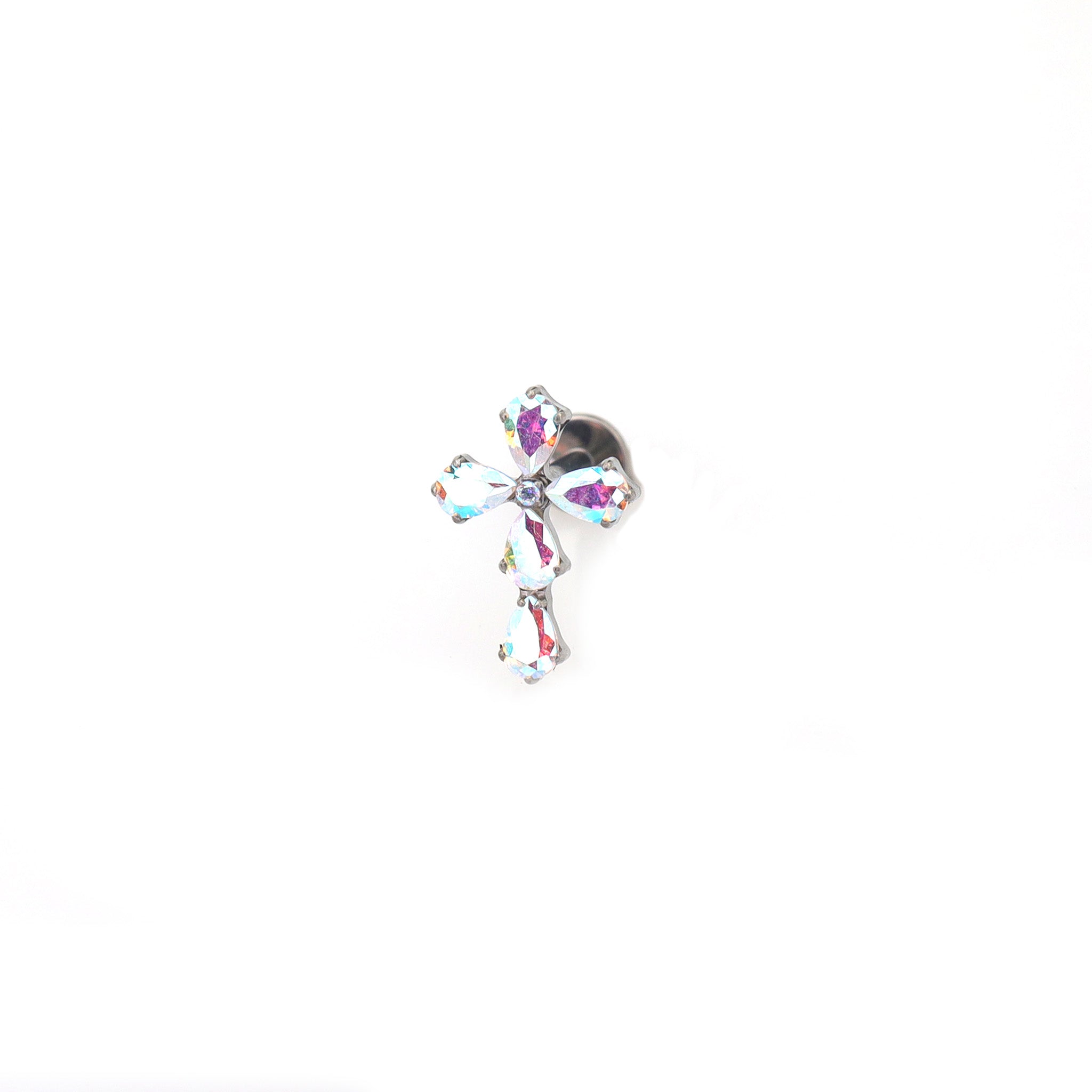CZ Cross Internally Threaded Titanium Studs