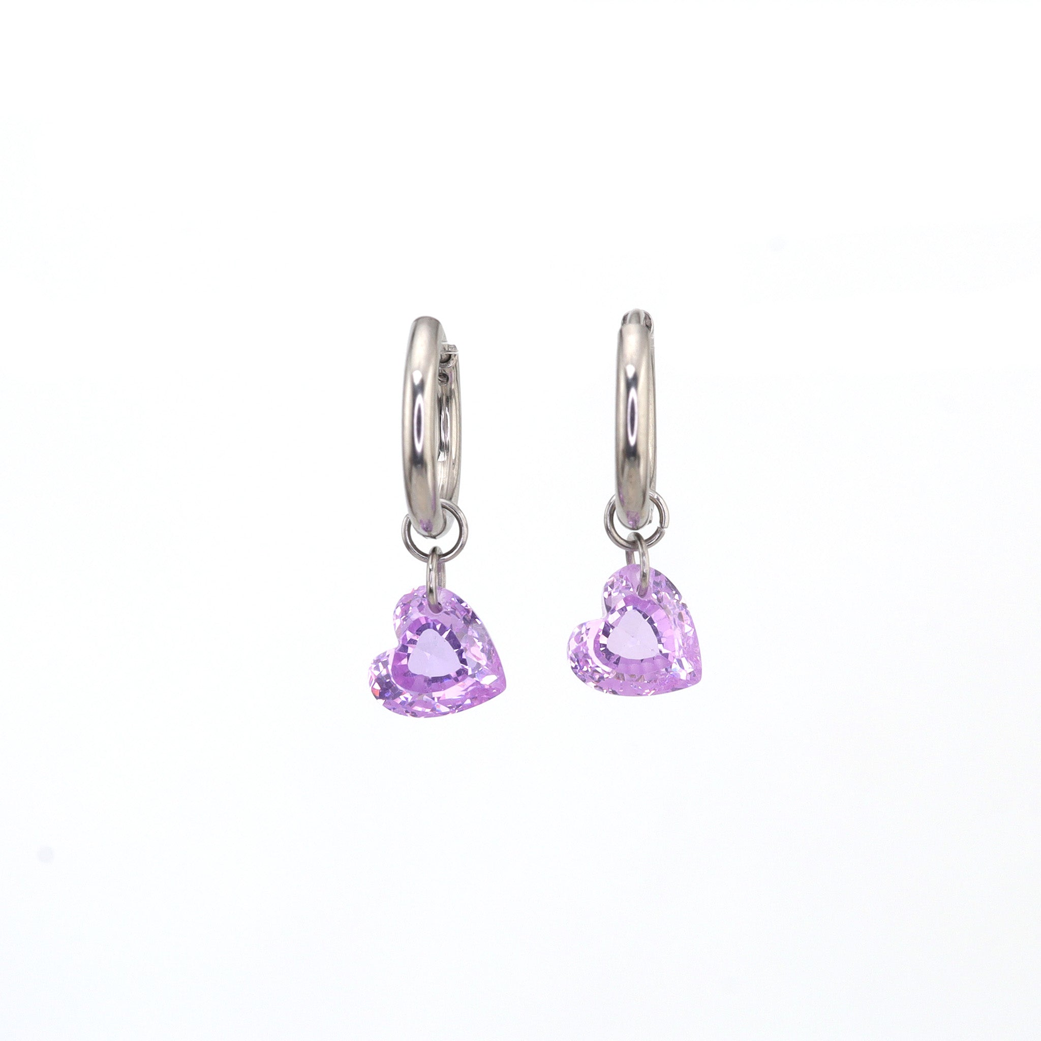 Rainbow Heart CZ Pendant tainless steel Earrings ph1