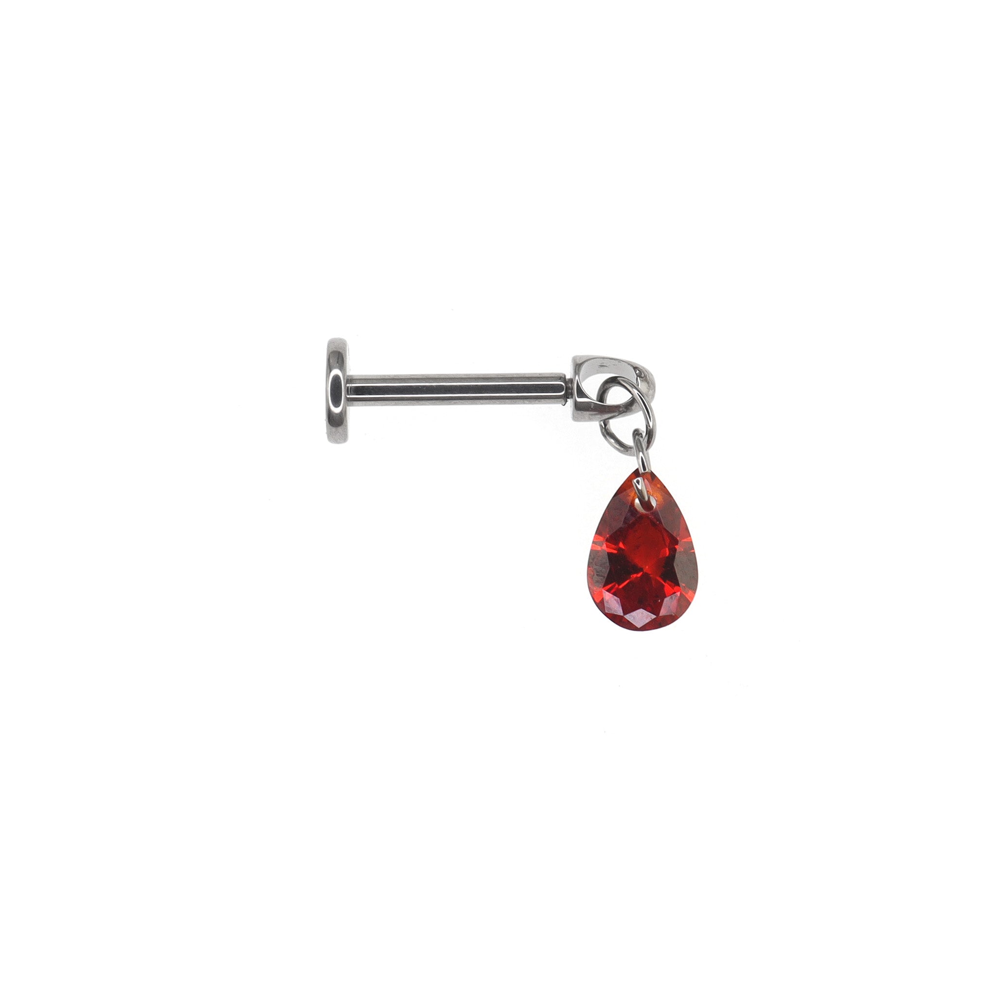 Gothic Red Teardrop Pendant Titanium Labret Studs ph1