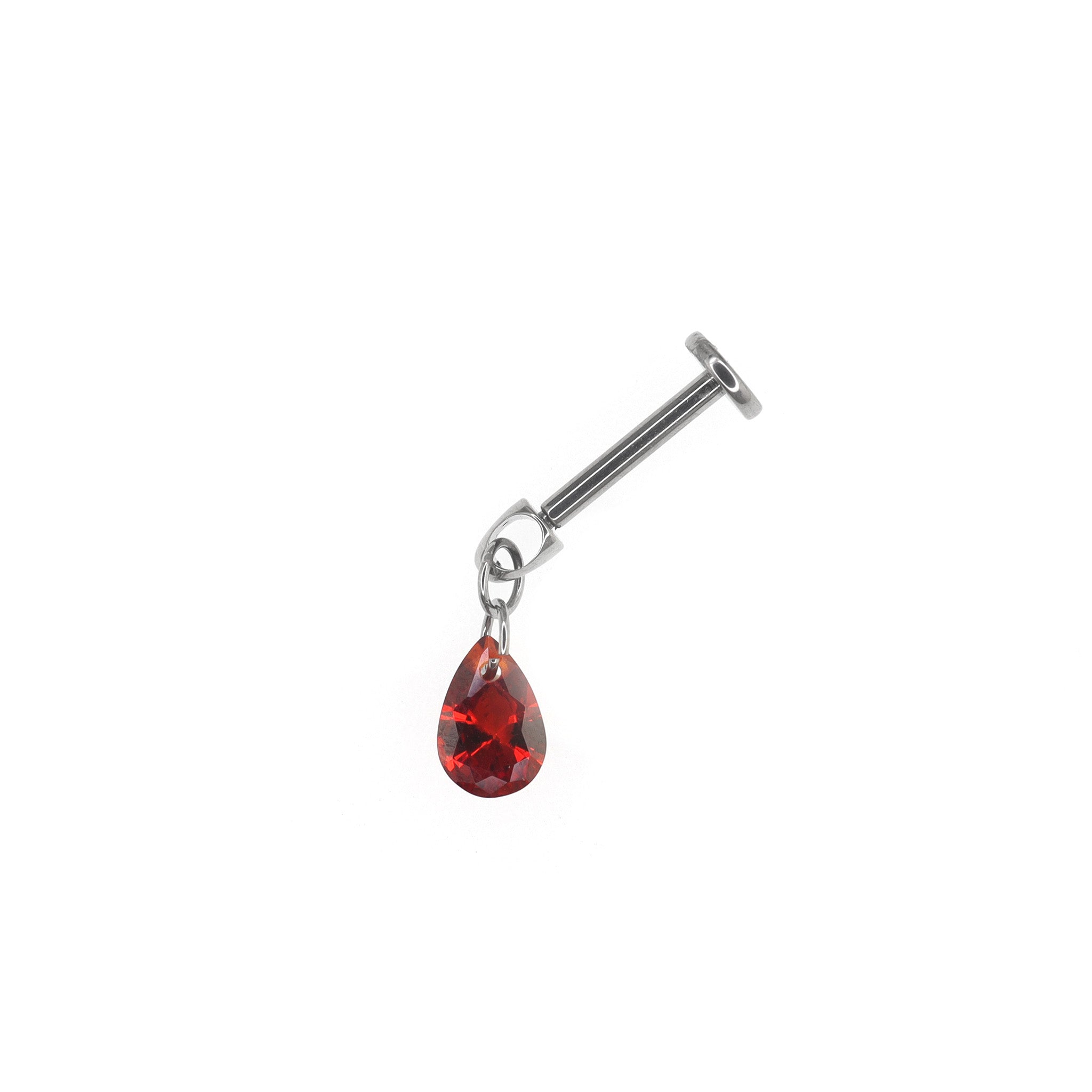 Gothic Red Teardrop Pendant Titanium Labret Studs ph1